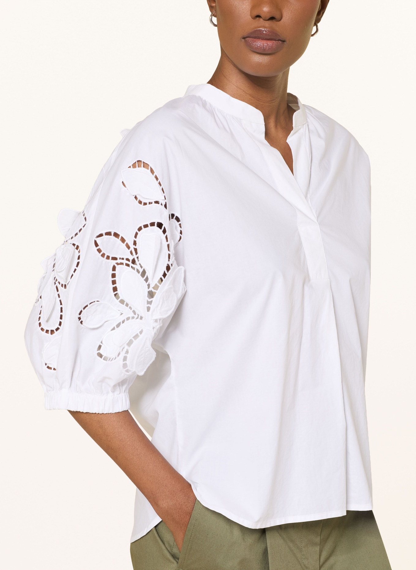 LUISA CERANO Bluzka z koronką z otworami: BIAŁY