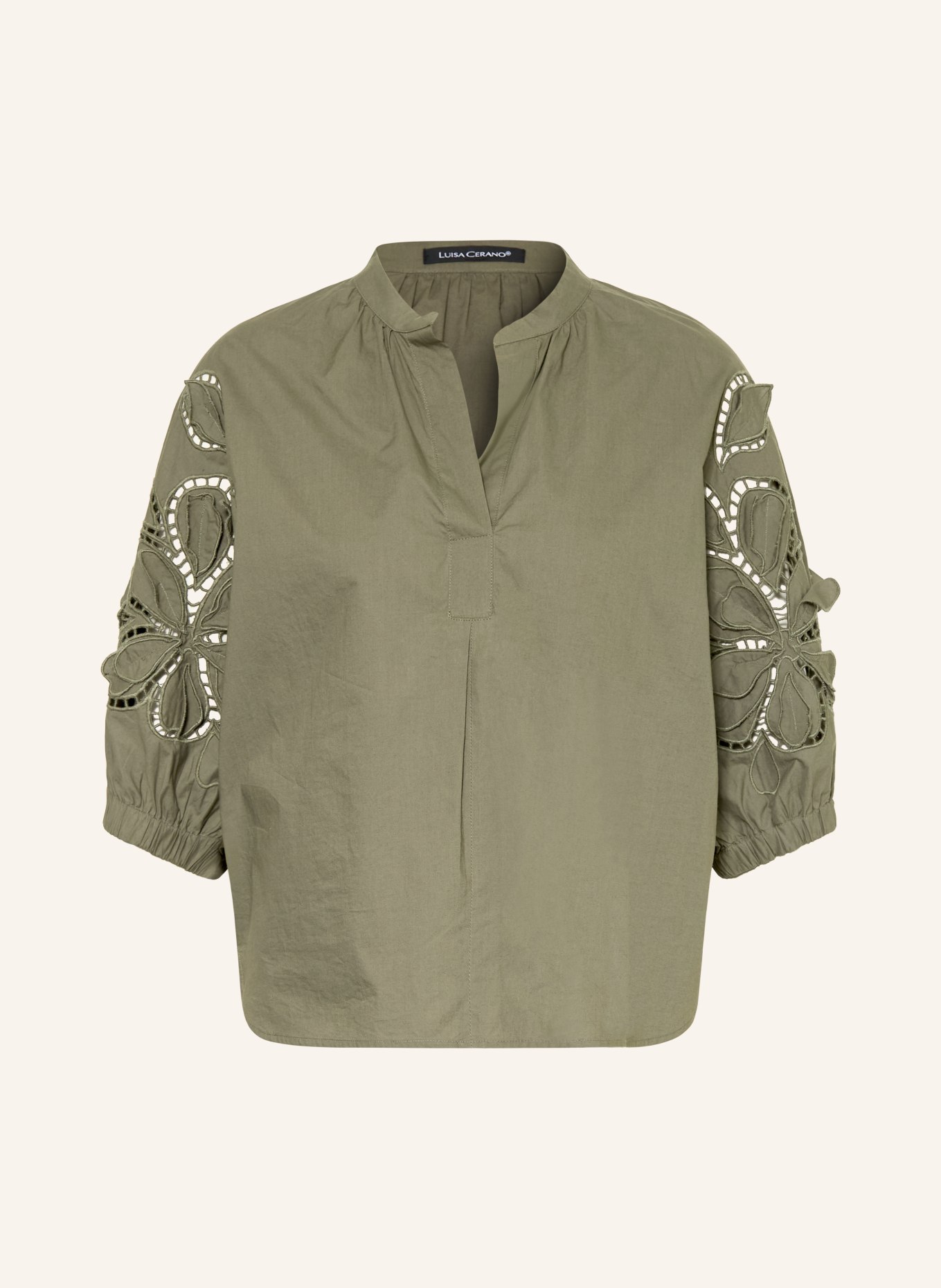 LUISA CERANO Bluzka z koronką z otworami: KHAKI