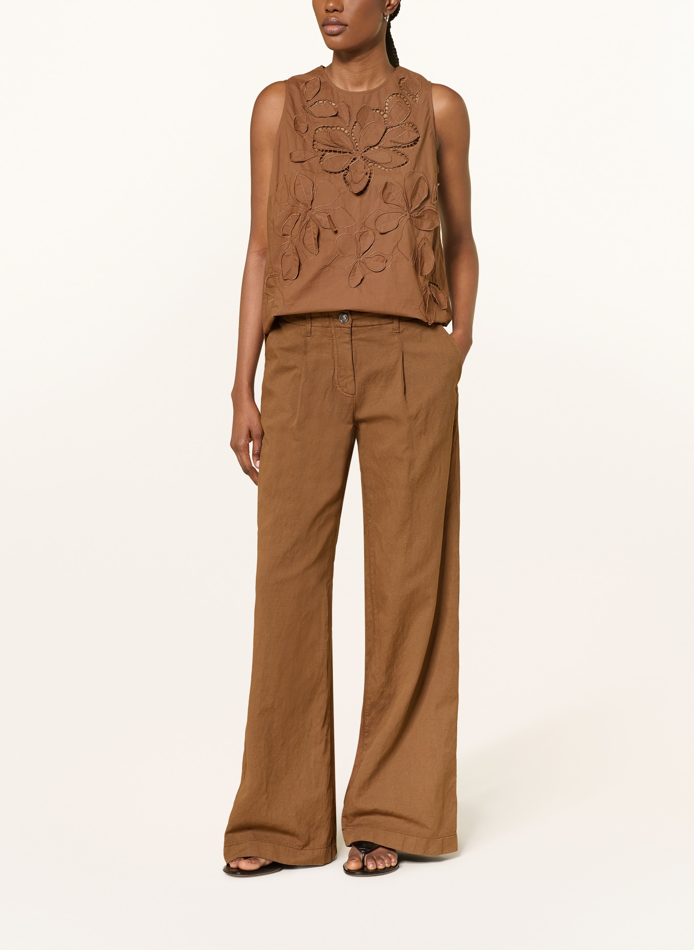 LUISA CERANO Bluzka z koronką z dziurkami: BRĄZOWY