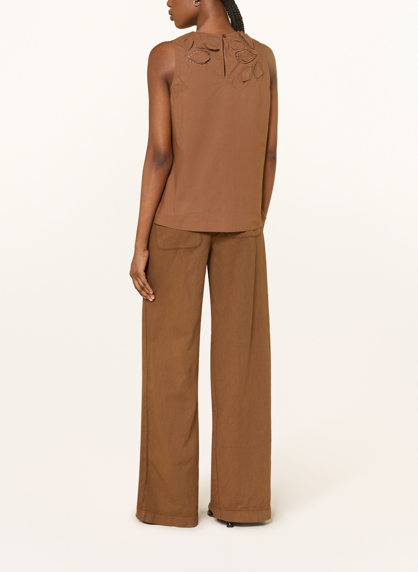 LUISA CERANO Bluzka z koronką z dziurkami: BRĄZOWY