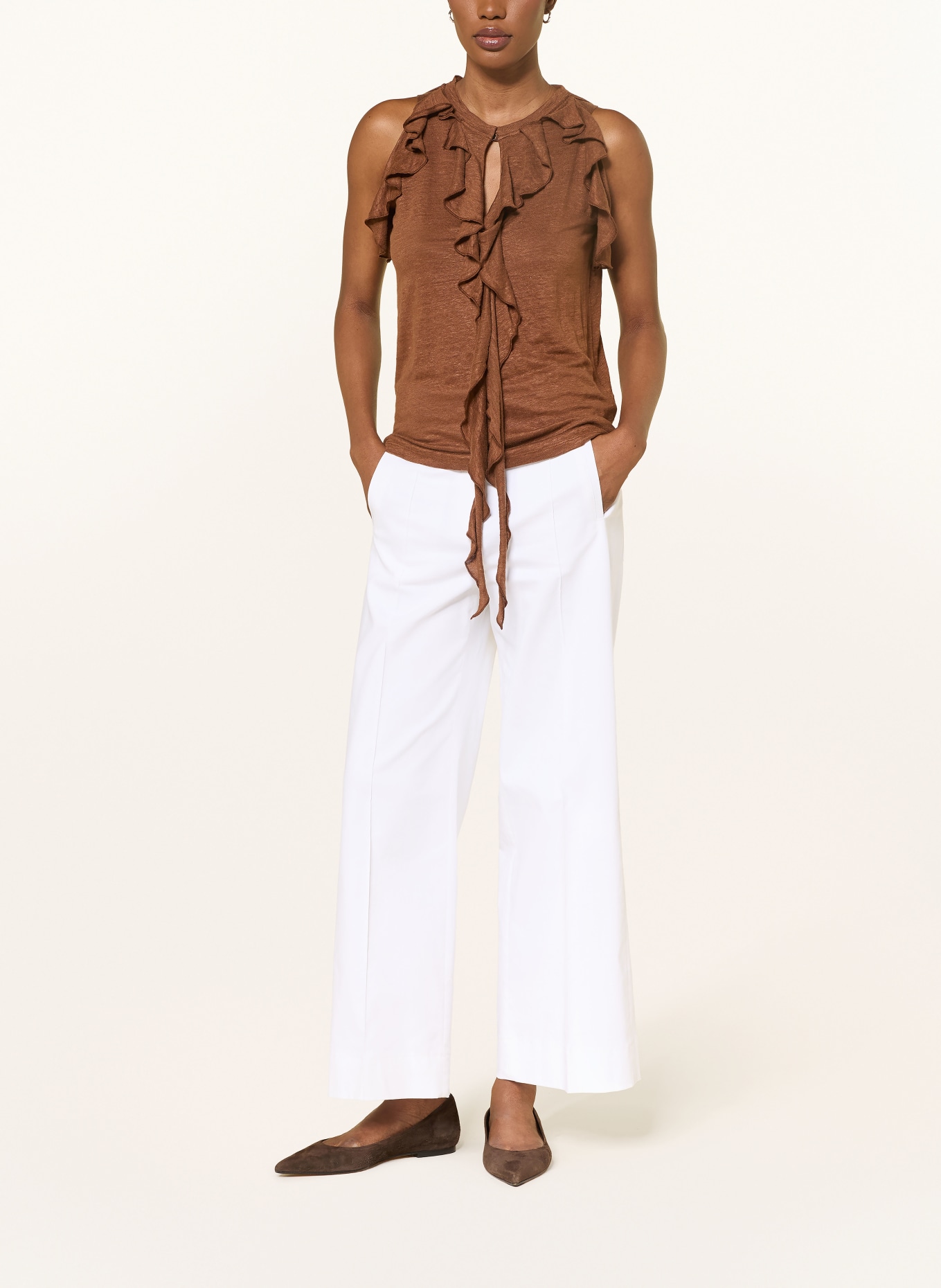 LUISA CERANO Blouse met volants: BRUIN