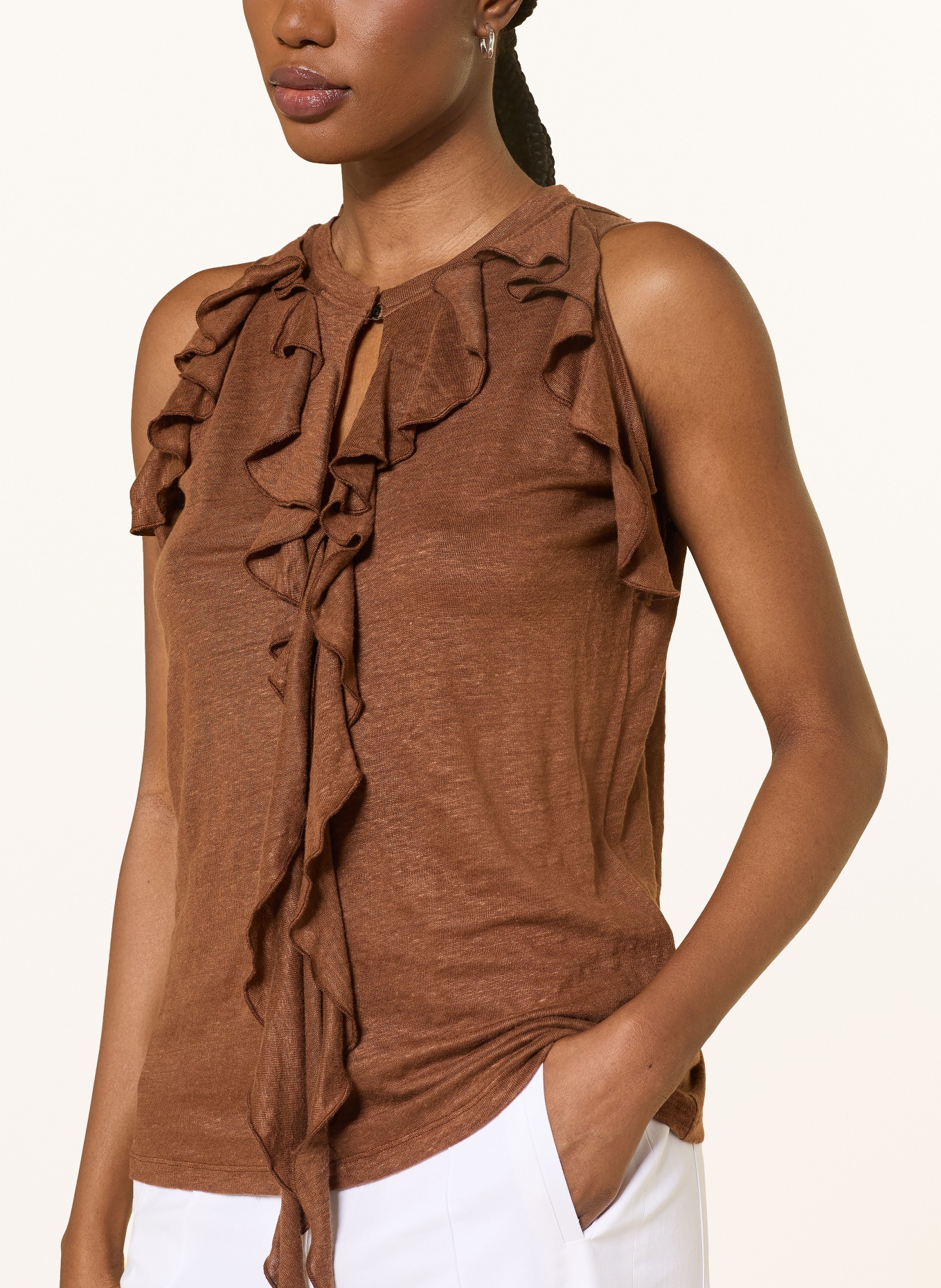 LUISA CERANO Blouse met volants: BRUIN