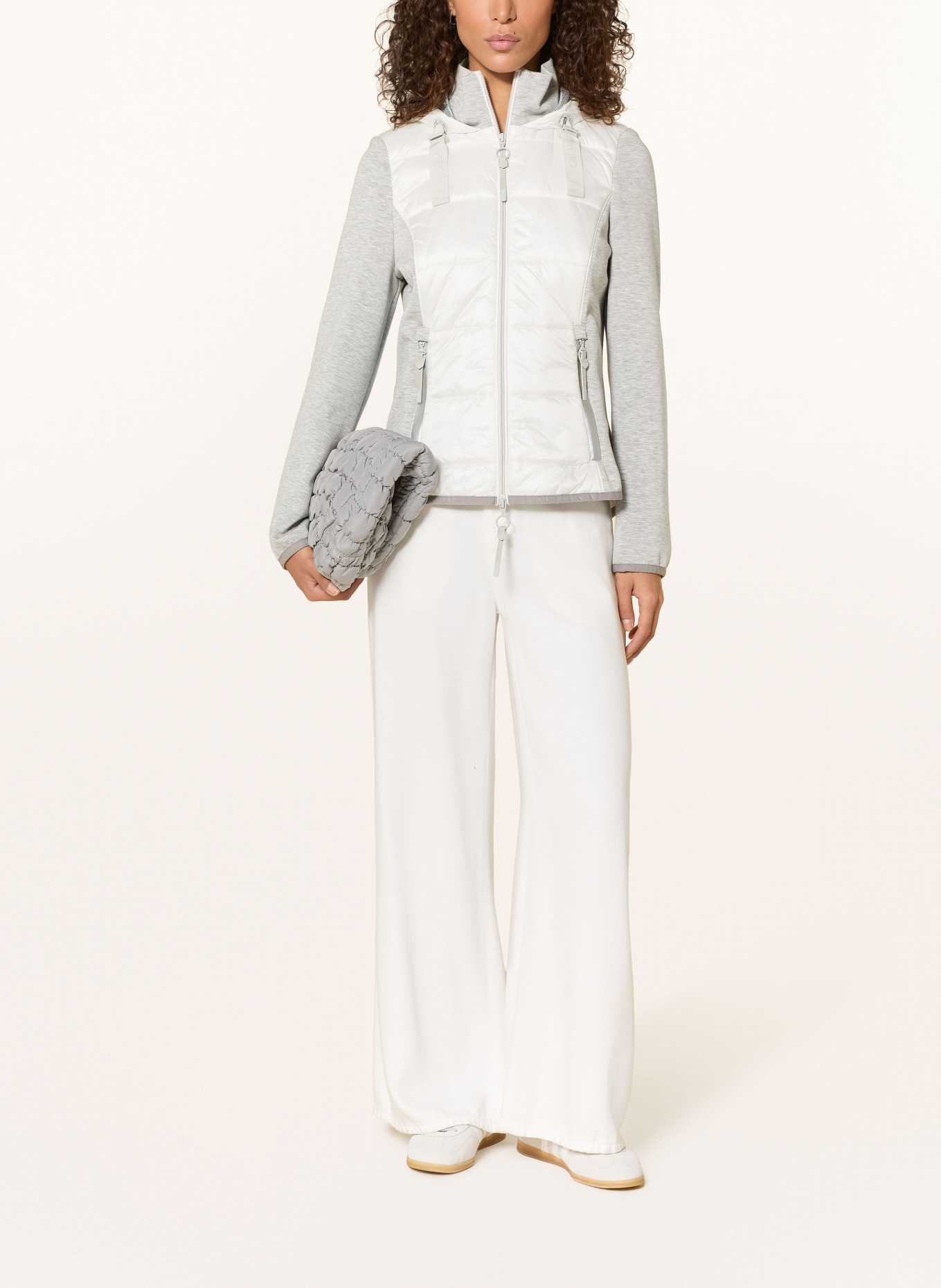 GIL BRET Funktionsjacke im Materialmix: WEISS / HELLGRAU