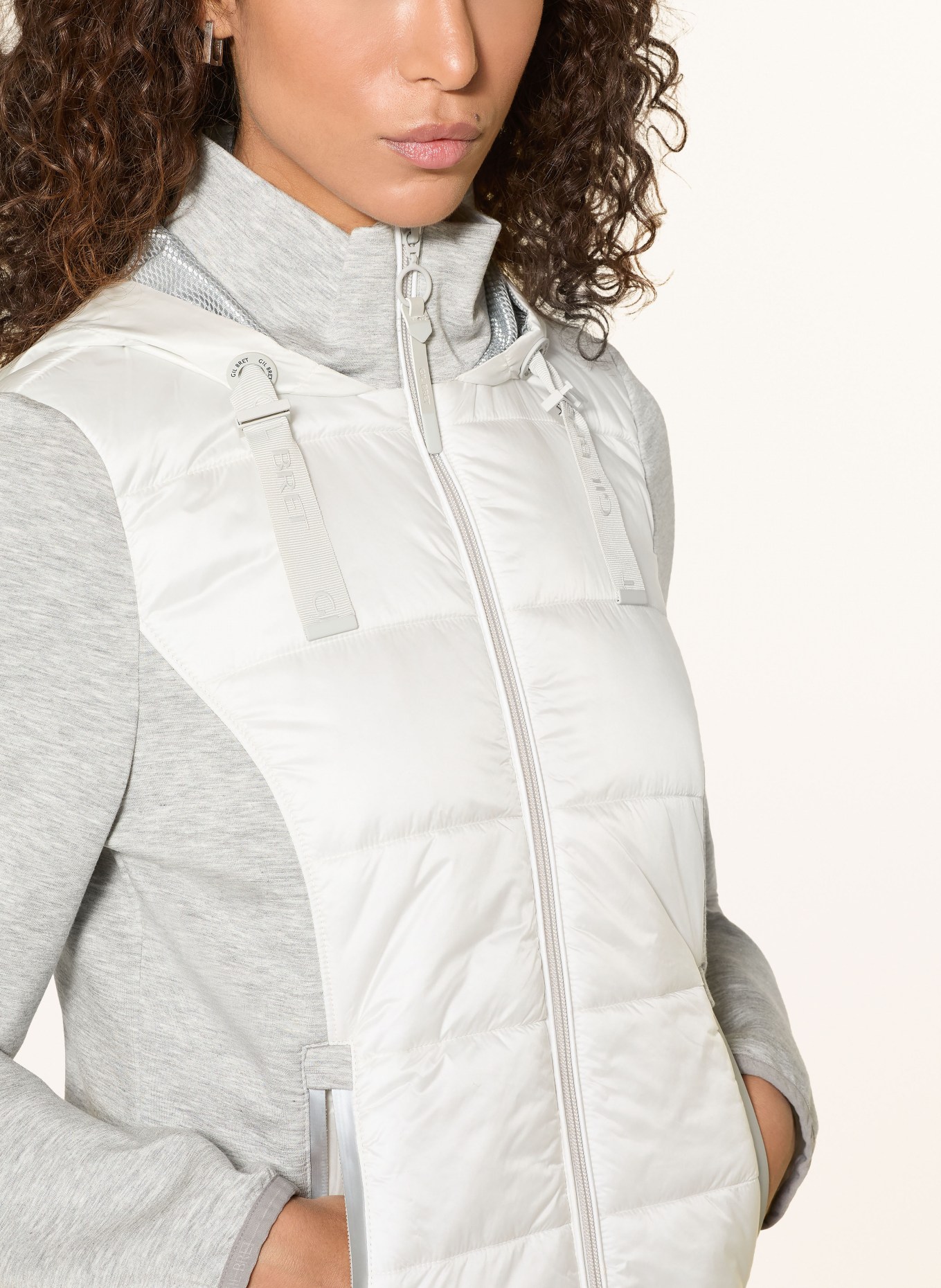 GIL BRET Funktionsjacke im Materialmix: WEISS / HELLGRAU