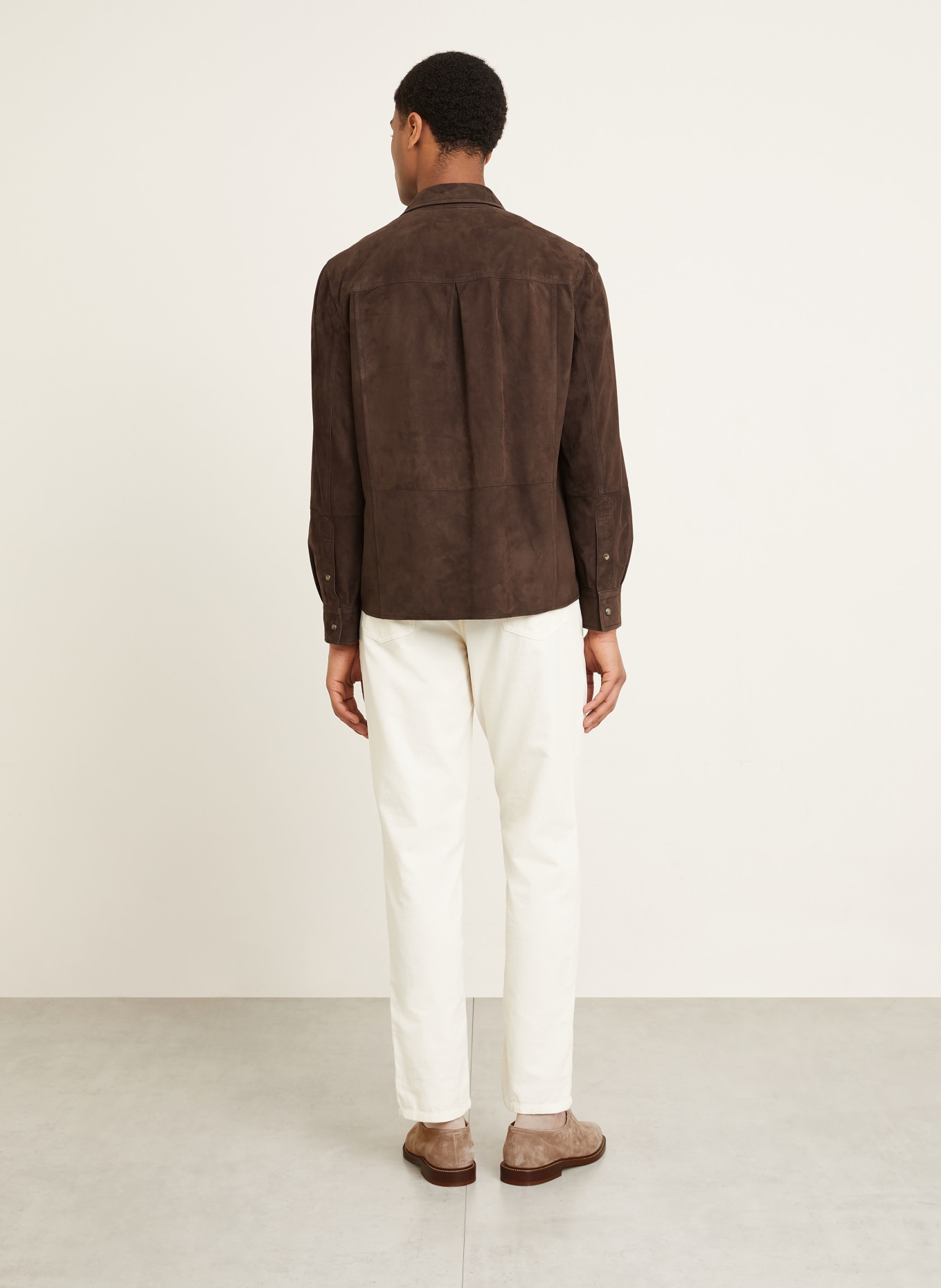 BRUNELLO CUCINELLI Veloursleder-Overjacket: DUNKELBRAUN