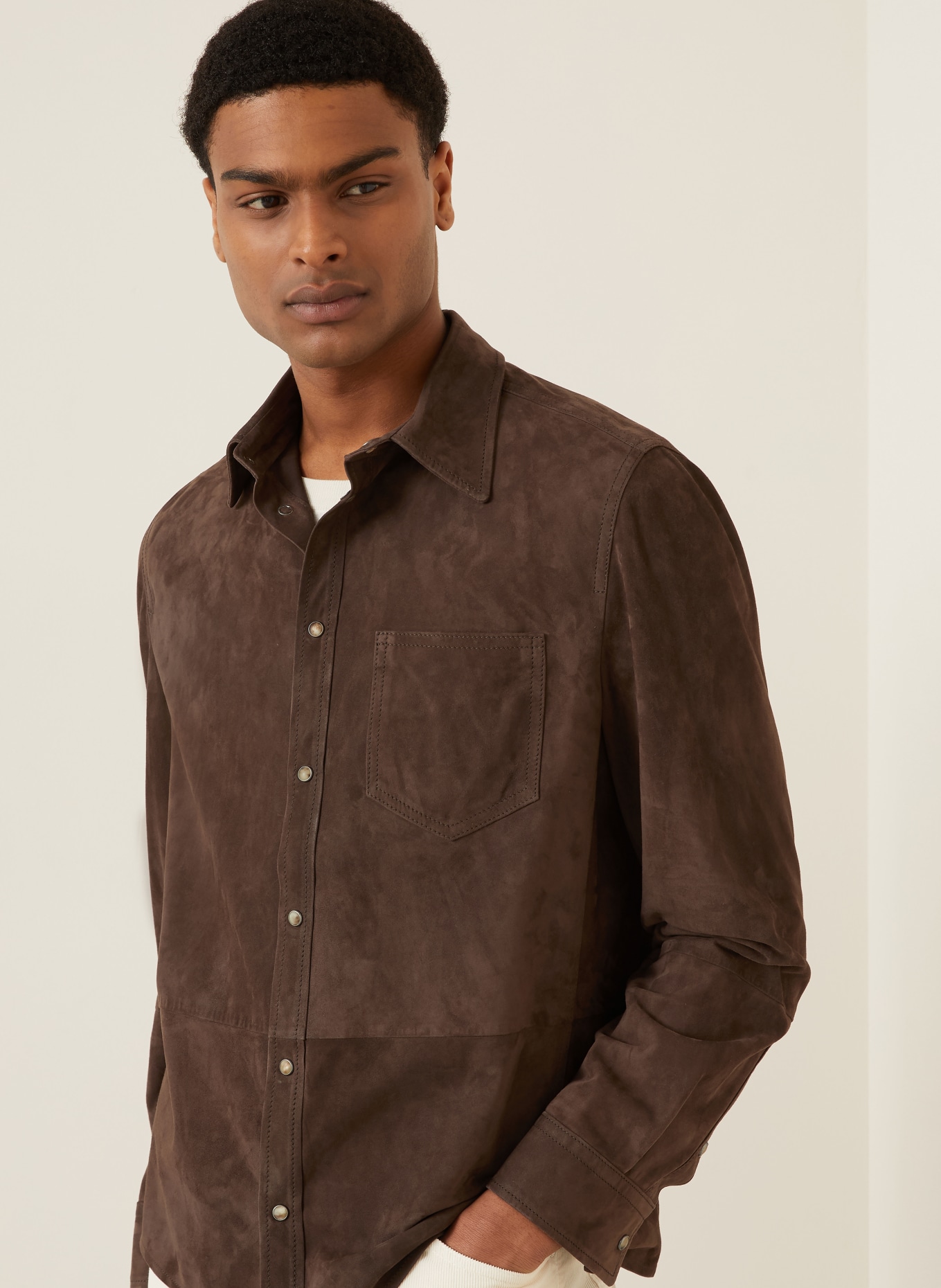 BRUNELLO CUCINELLI Veloursleder-Overjacket: DUNKELBRAUN