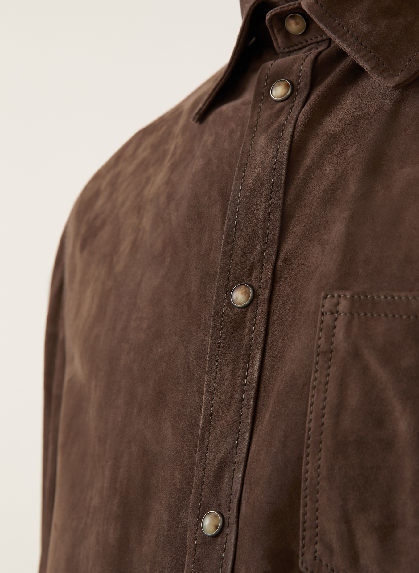 BRUNELLO CUCINELLI Veloursleder-Overjacket: DUNKELBRAUN