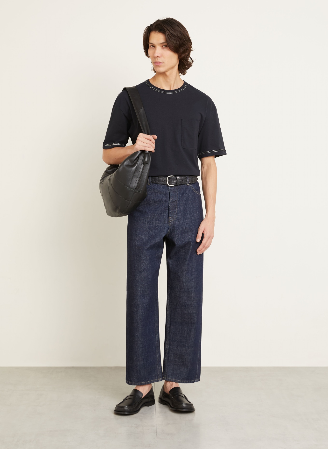 LEMAIRE T-Shirt mit Leinen: SCHWARZ