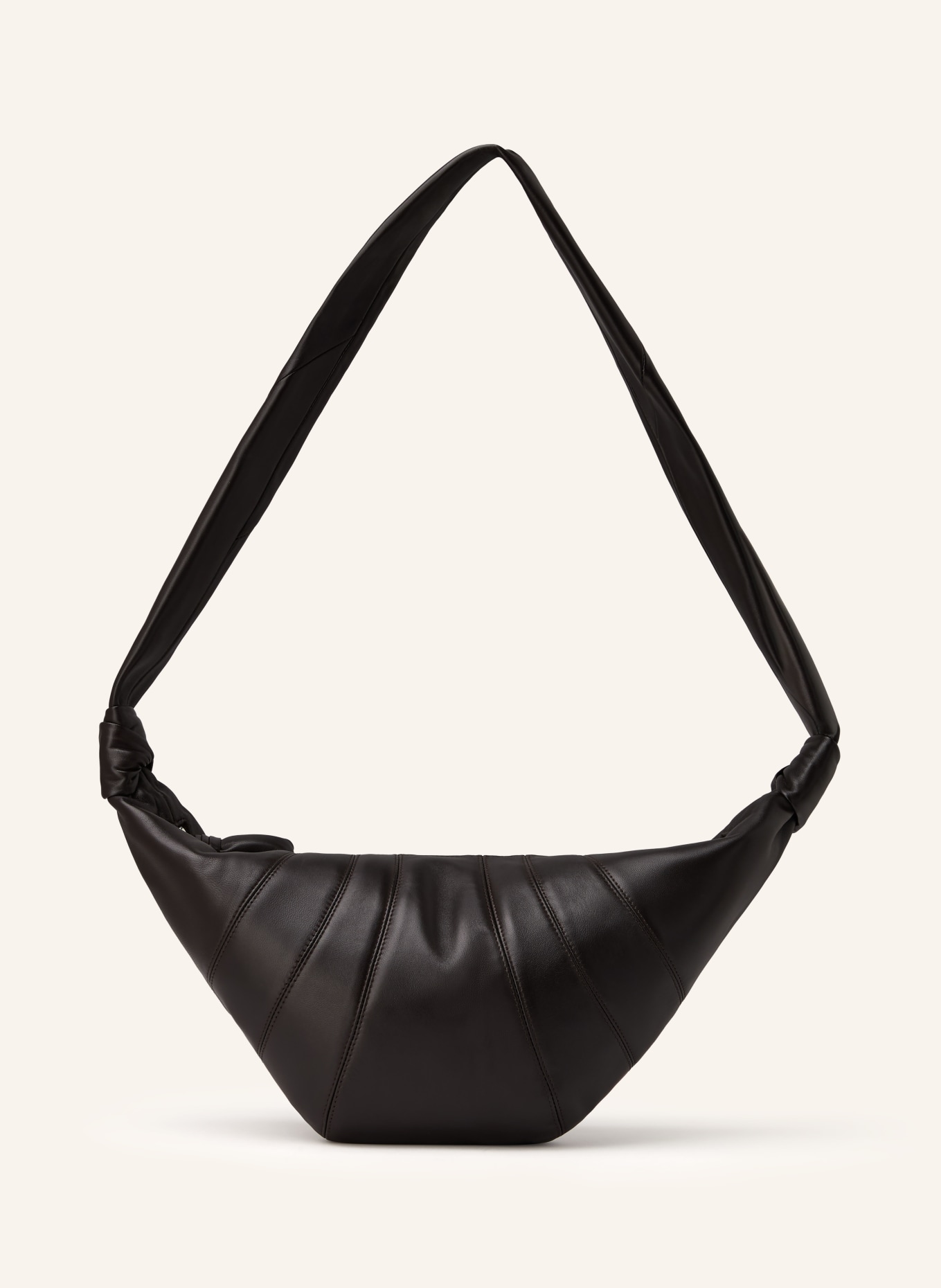 LEMAIRE Umhängetasche CROISSANT MEDIUM: DUNKELBRAUN / SILBER