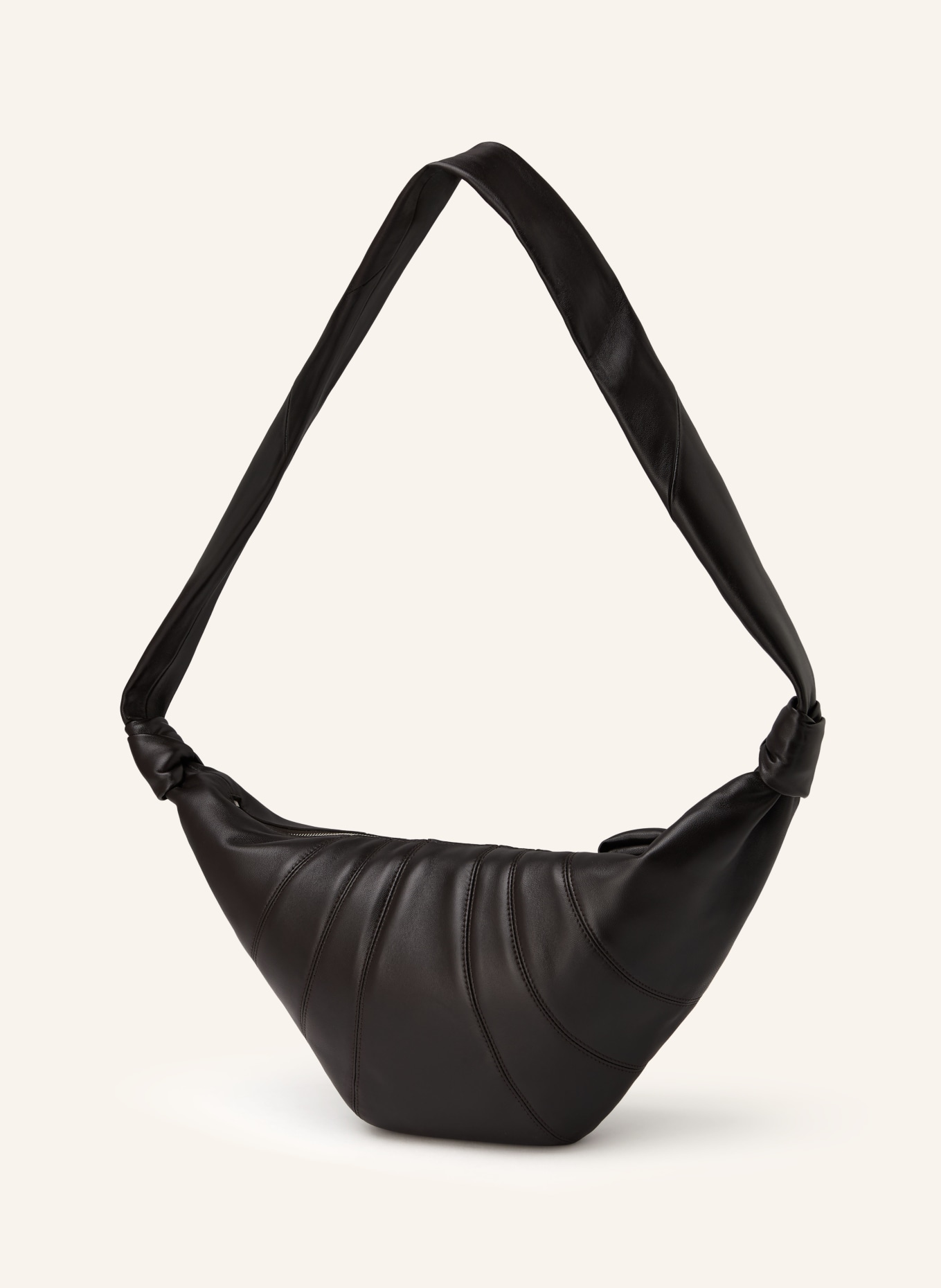 LEMAIRE Umhängetasche CROISSANT MEDIUM: DUNKELBRAUN / SILBER