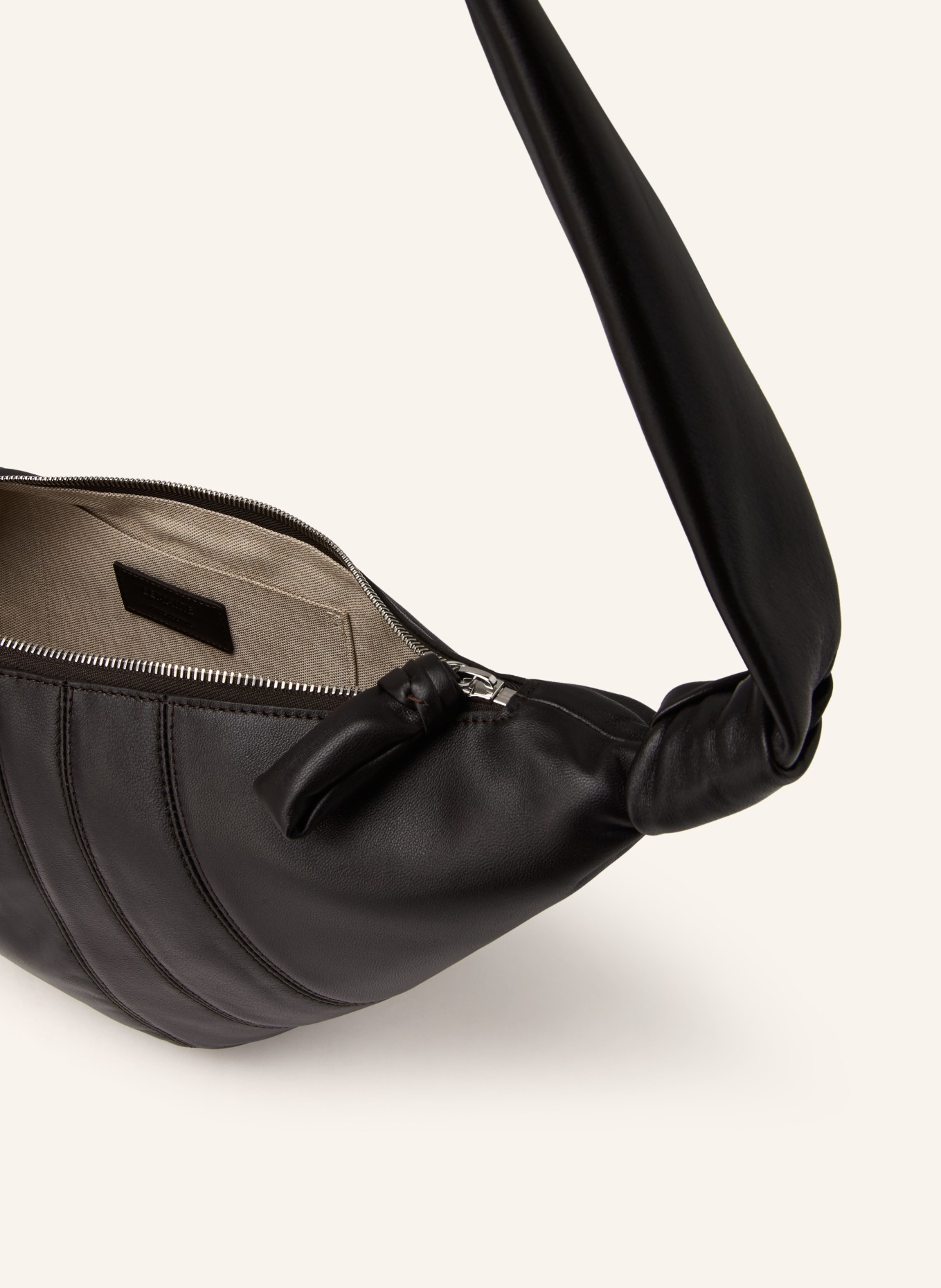 LEMAIRE Umhängetasche CROISSANT MEDIUM: DUNKELBRAUN / SILBER