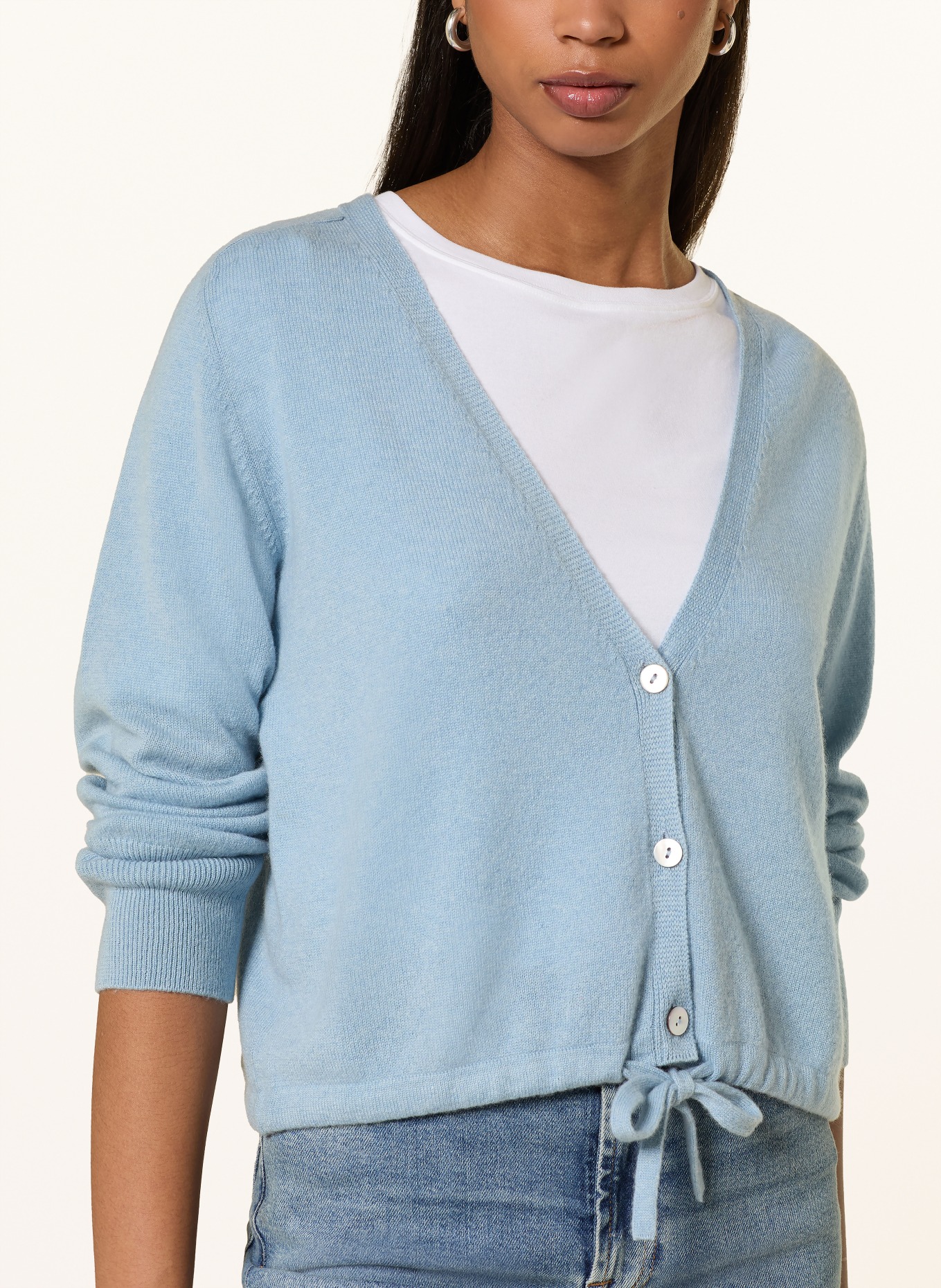 FTC CASHMERE Strickjacke aus Cashmere: HELLBLAU