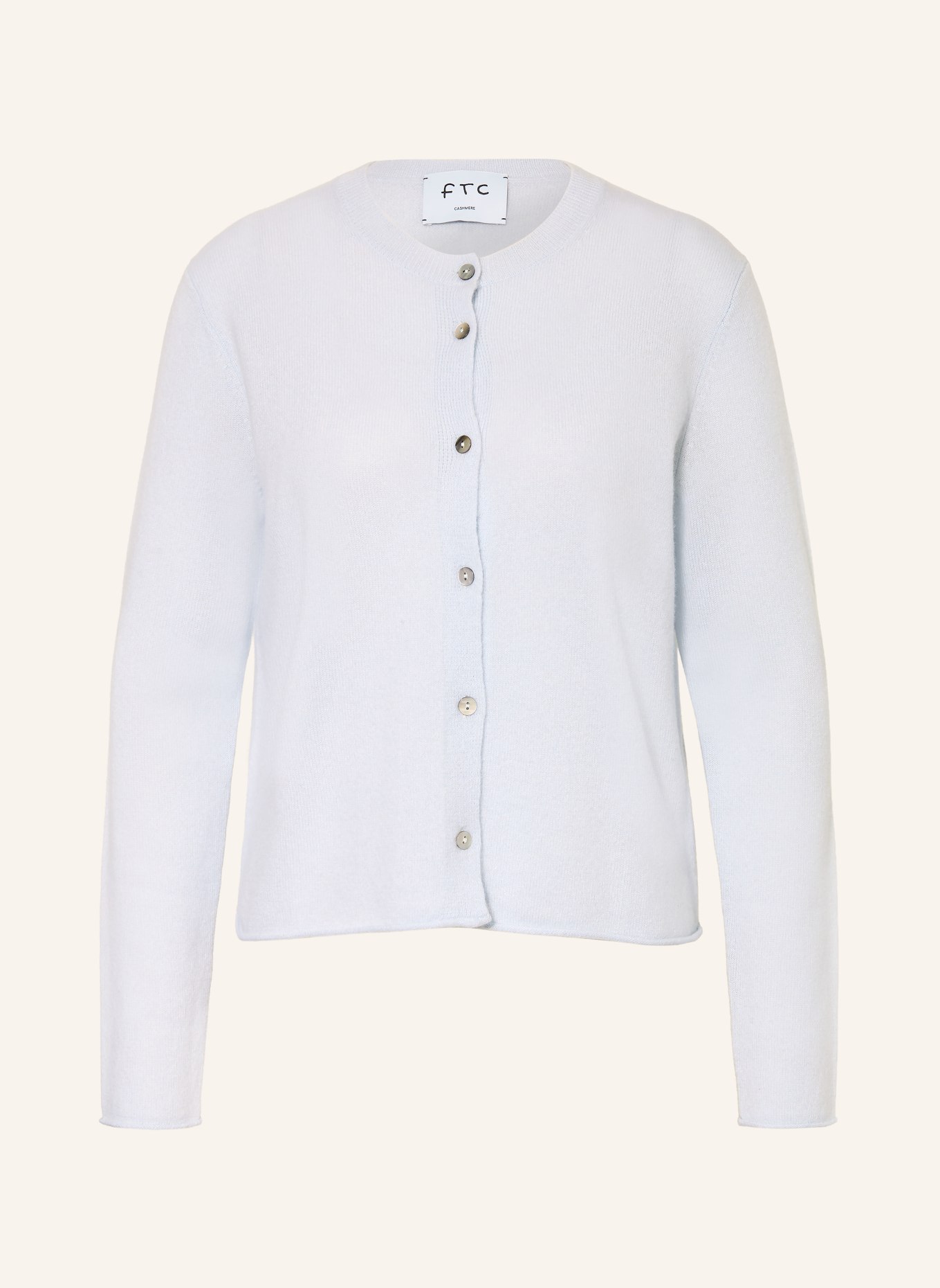 FTC CASHMERE Strickjacke aus Cashmere: HELLBLAU