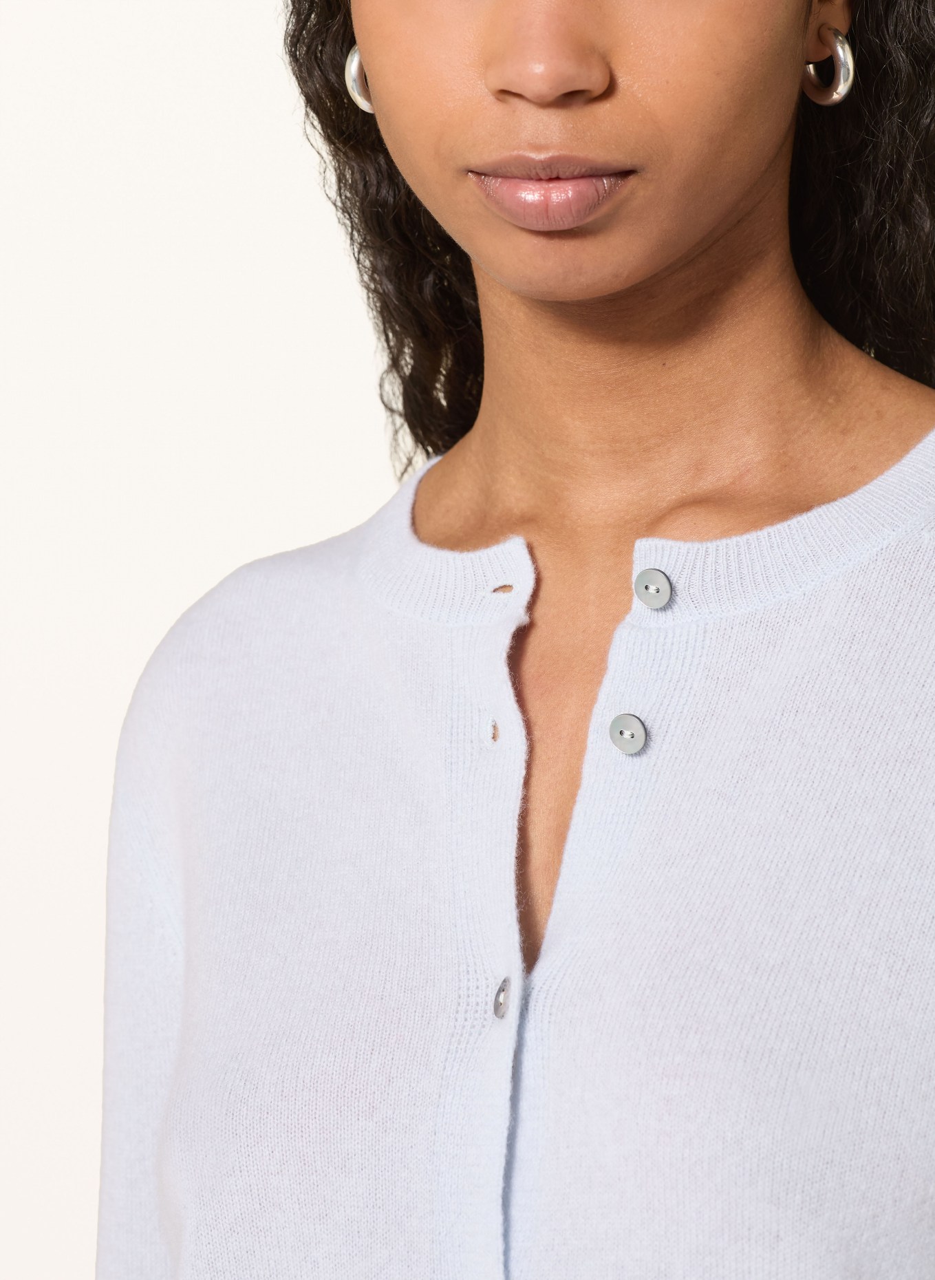 FTC CASHMERE Strickjacke aus Cashmere: HELLBLAU