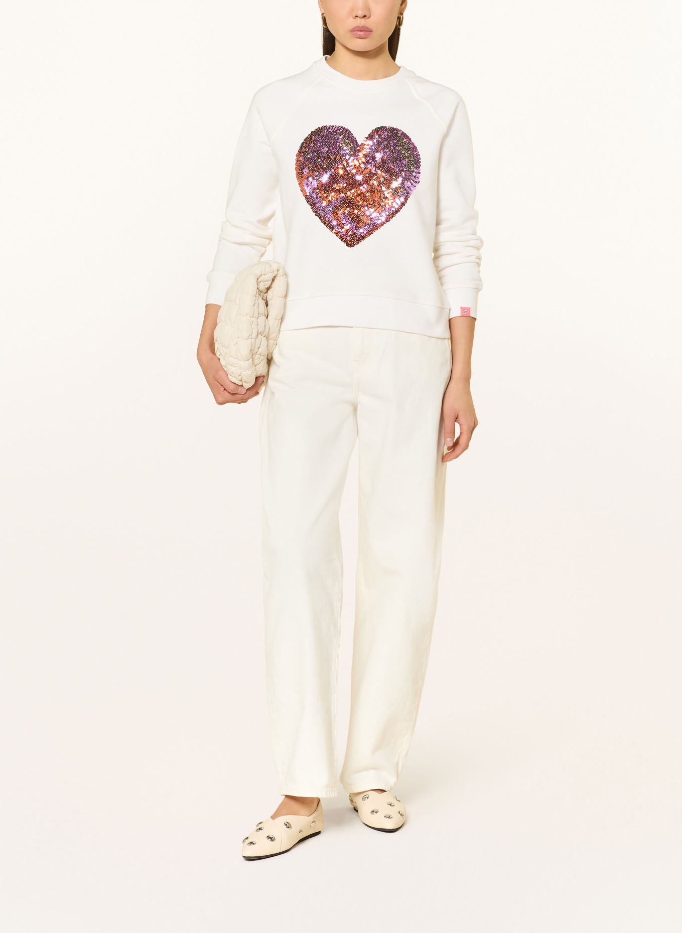 FRIEDA & FREDDIES Sweatshirt with sequins: WHITE / NEON RED