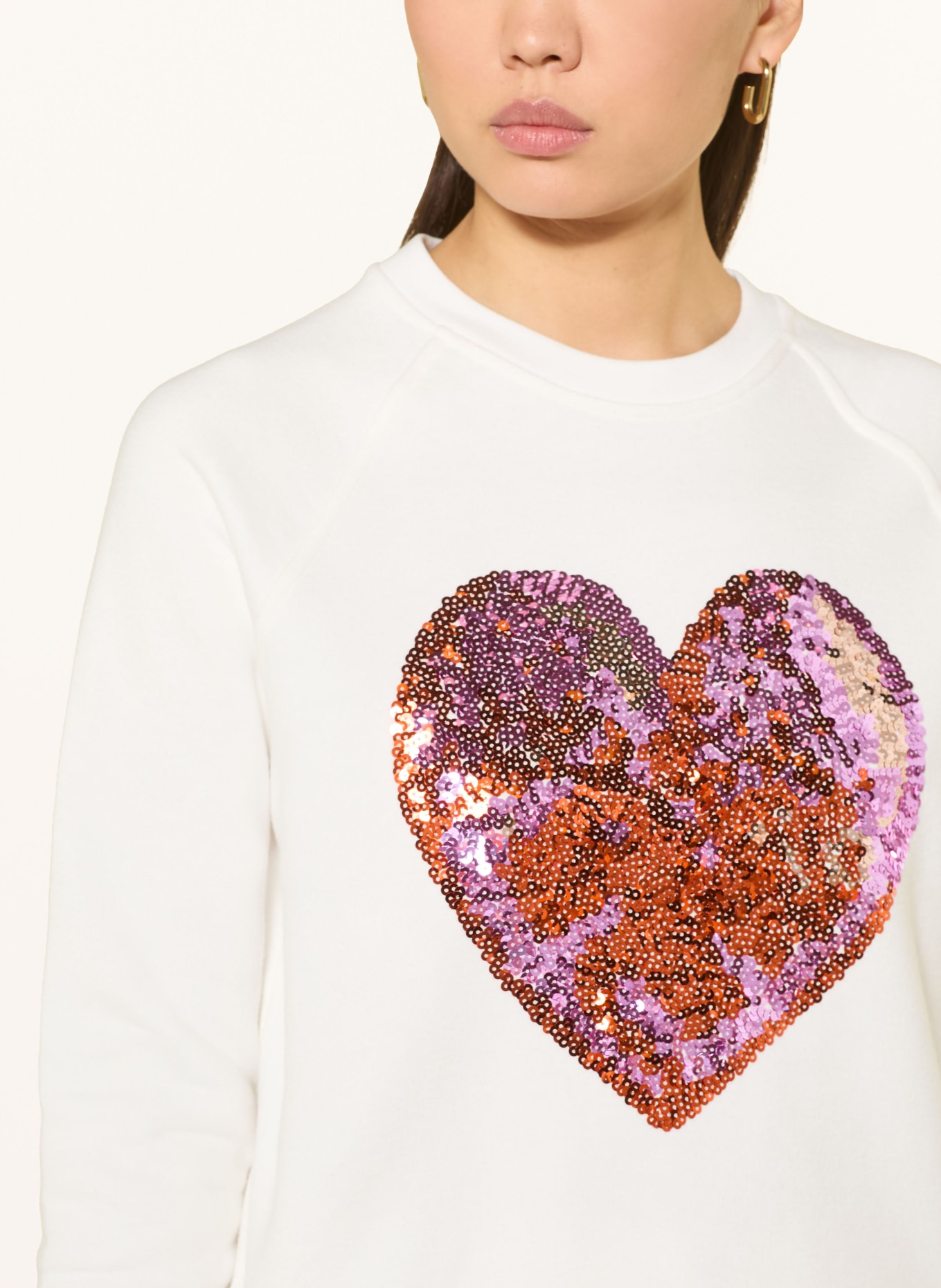 FRIEDA & FREDDIES Sweatshirt with sequins: WHITE / NEON RED