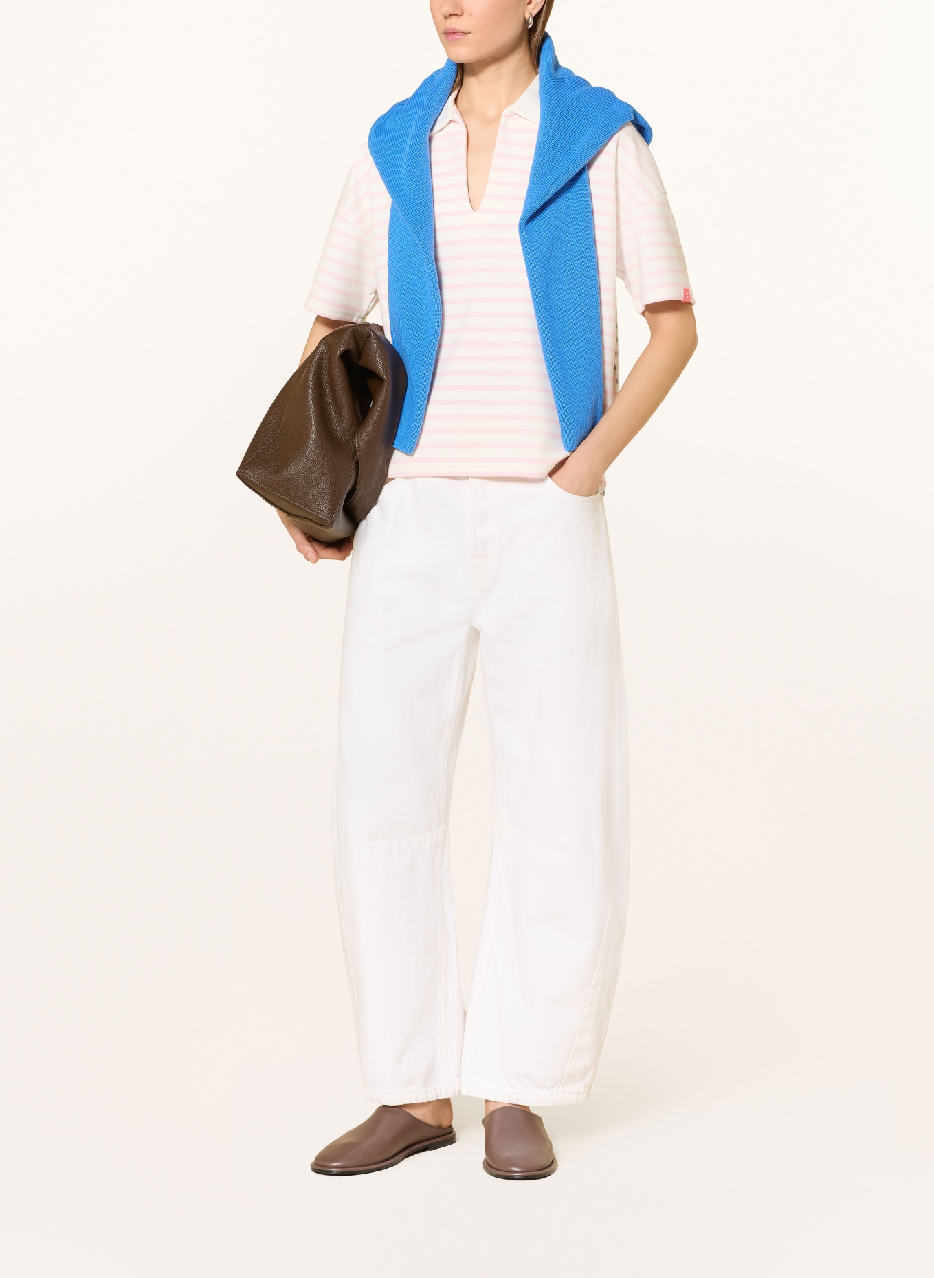 FRIEDA & FREDDIES Koszulka polo z dżerseju: BIAŁY / RÓŻOWY