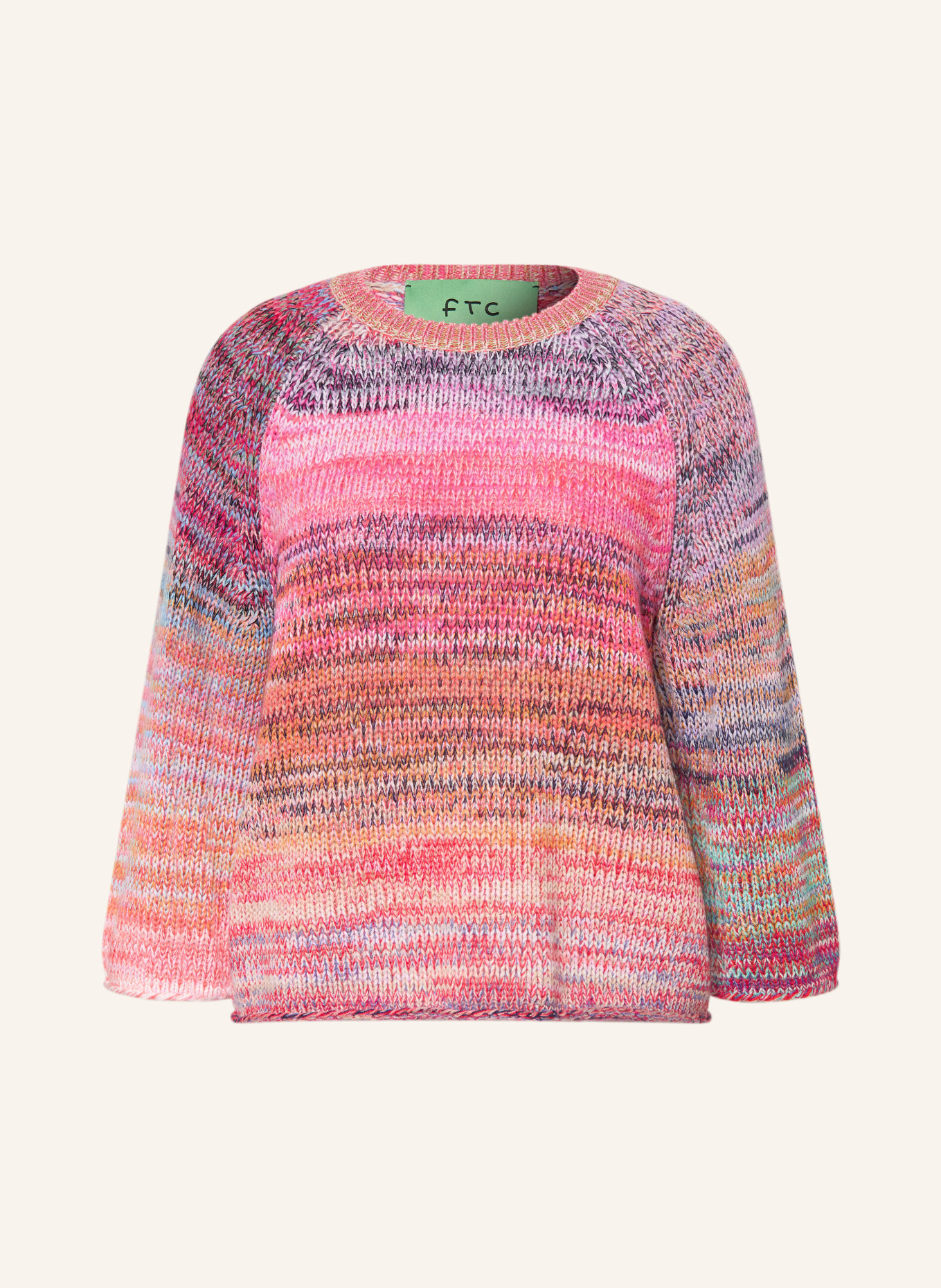 FTC CASHMERE Pullover mit Cashmere: PINK / LILA / TÜRKIS