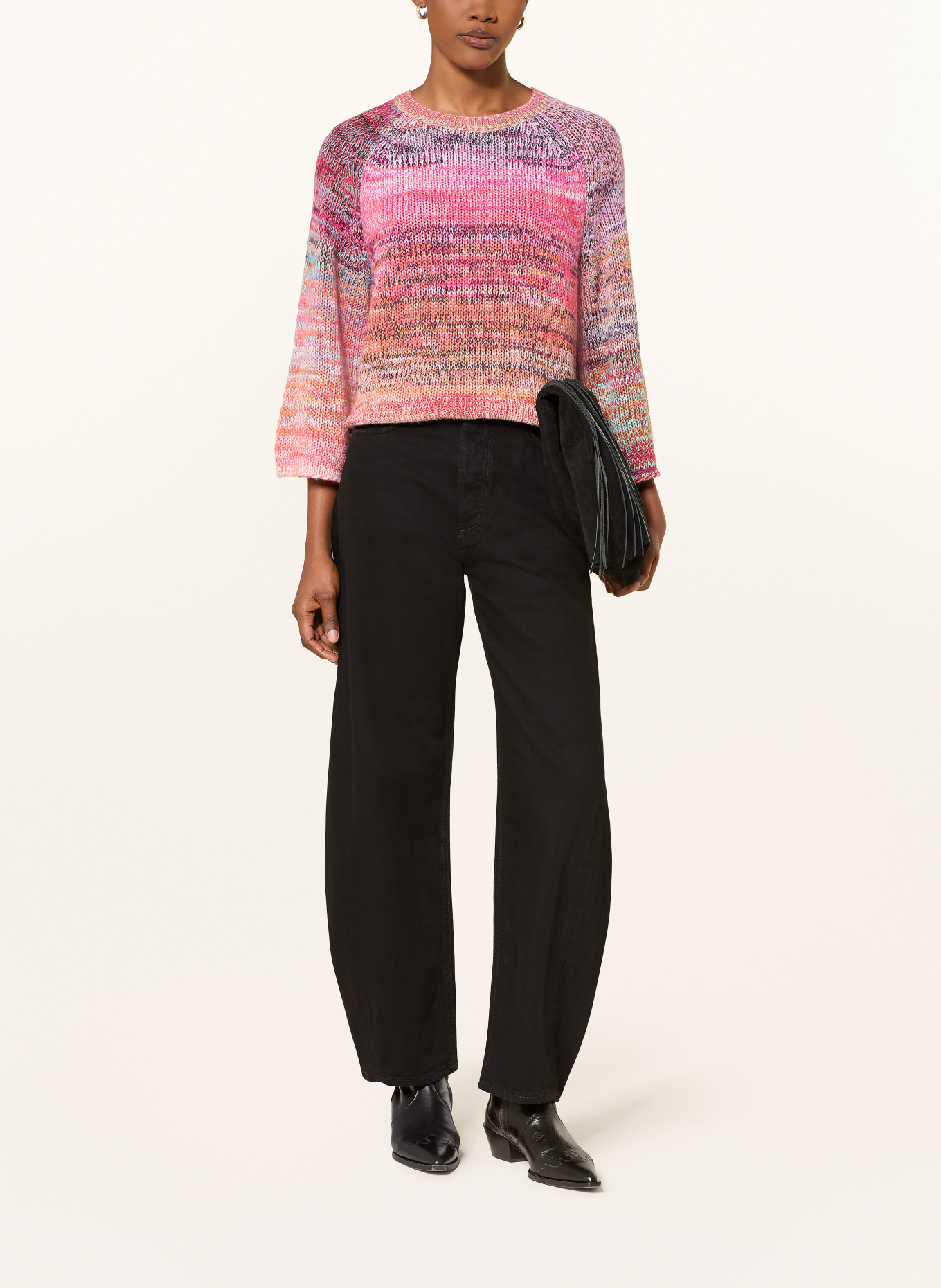 FTC CASHMERE Pullover mit Cashmere: PINK / LILA / TÜRKIS