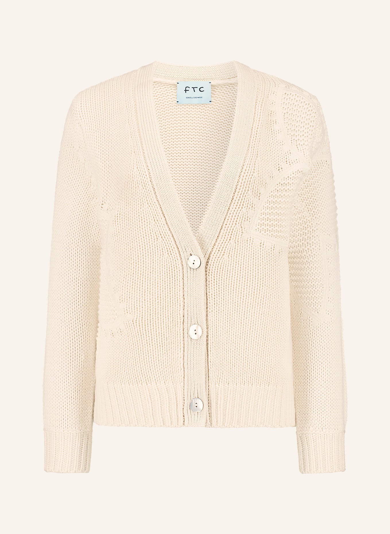 FTC CASHMERE Strickjacke mit Cashmere: BEIGE