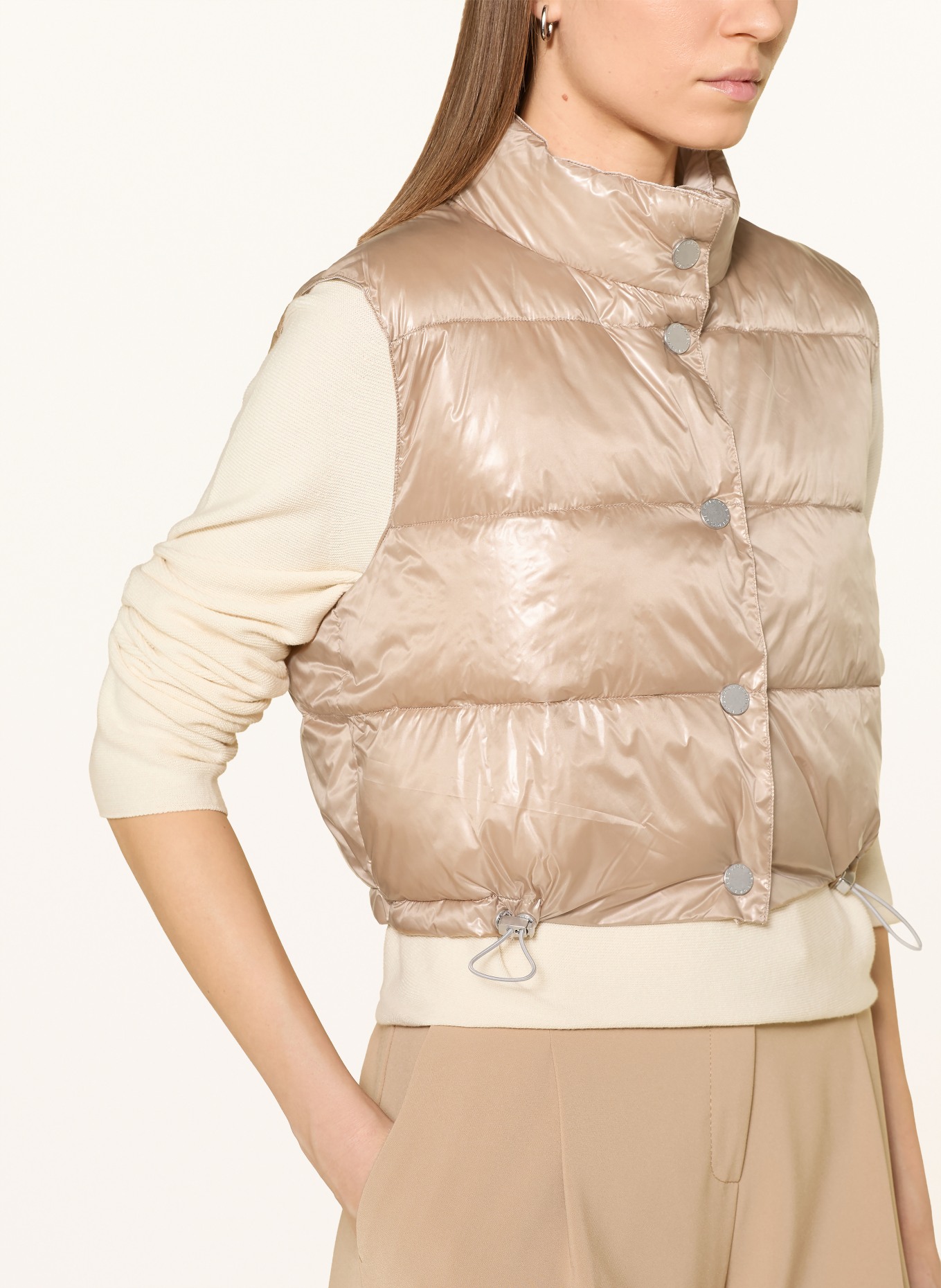 FRIEDA & FREDDIES MADDY reversible cropped quilted vest: BEIGE