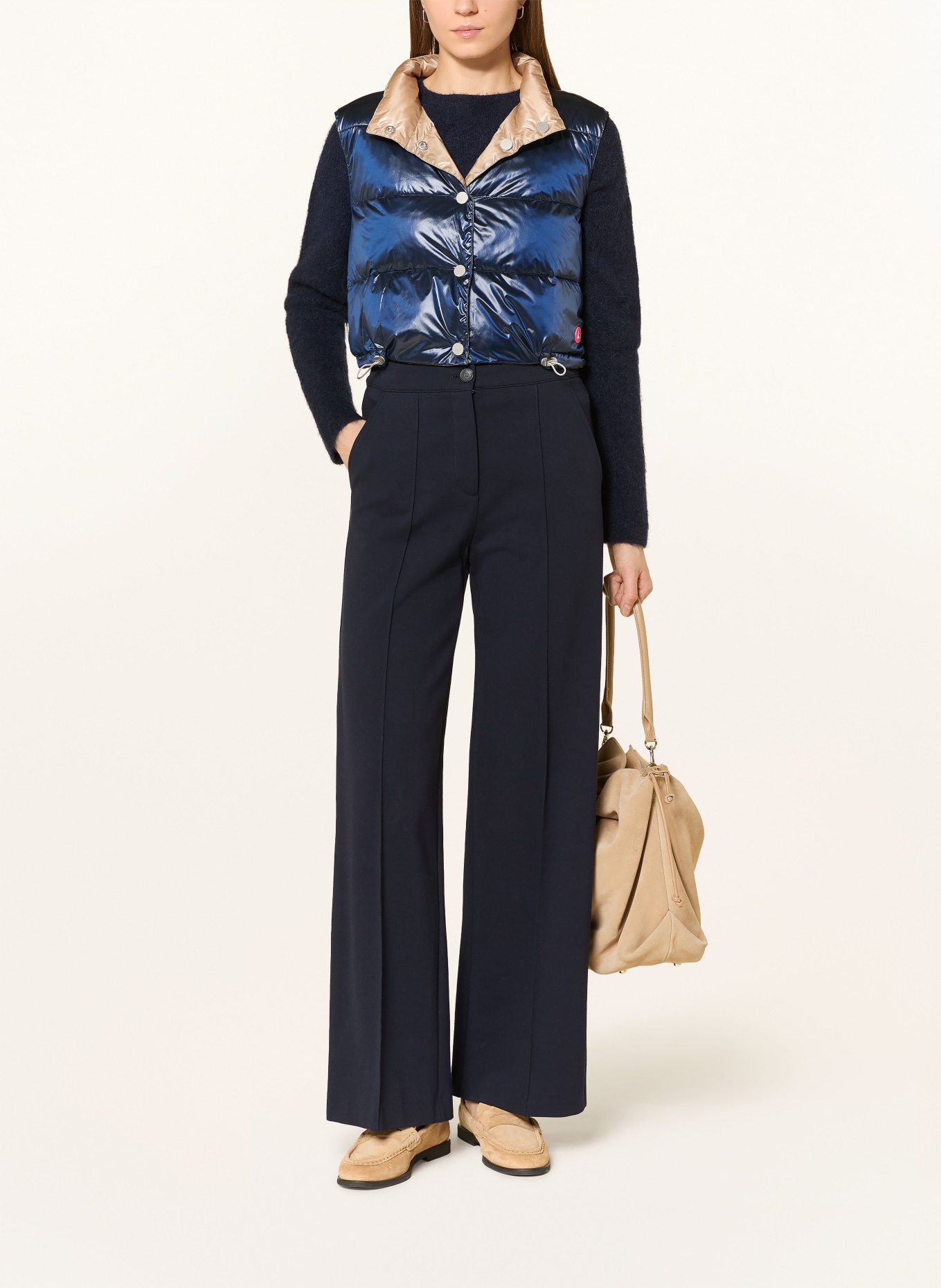 FRIEDA & FREDDIES Cropped-Steppweste MADDY zum Wenden: DUNKELBLAU / BEIGE