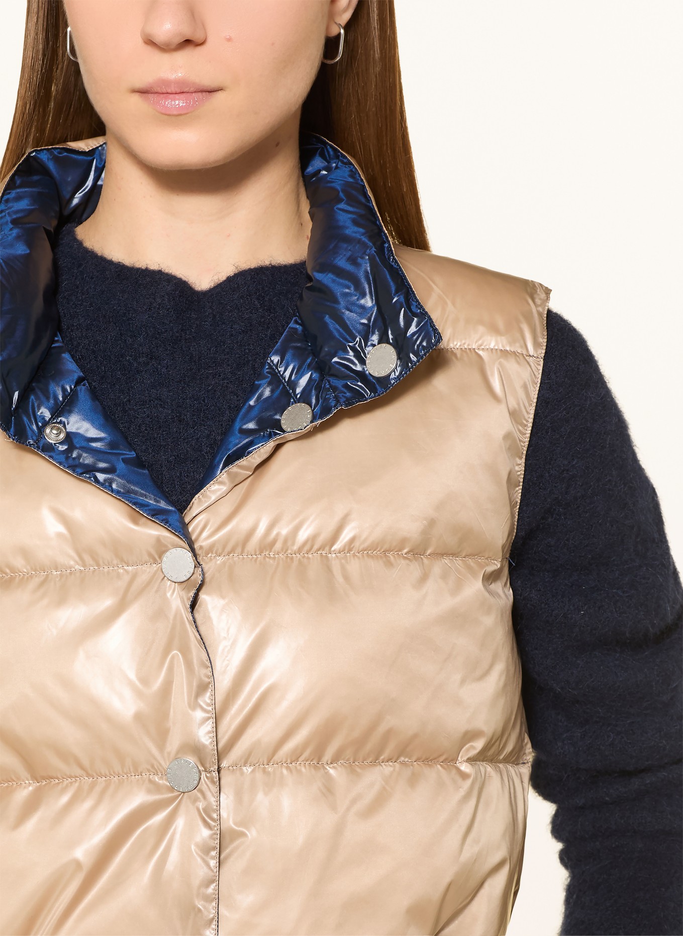 FRIEDA & FREDDIES Cropped-Steppweste MADDY zum Wenden: DUNKELBLAU / BEIGE