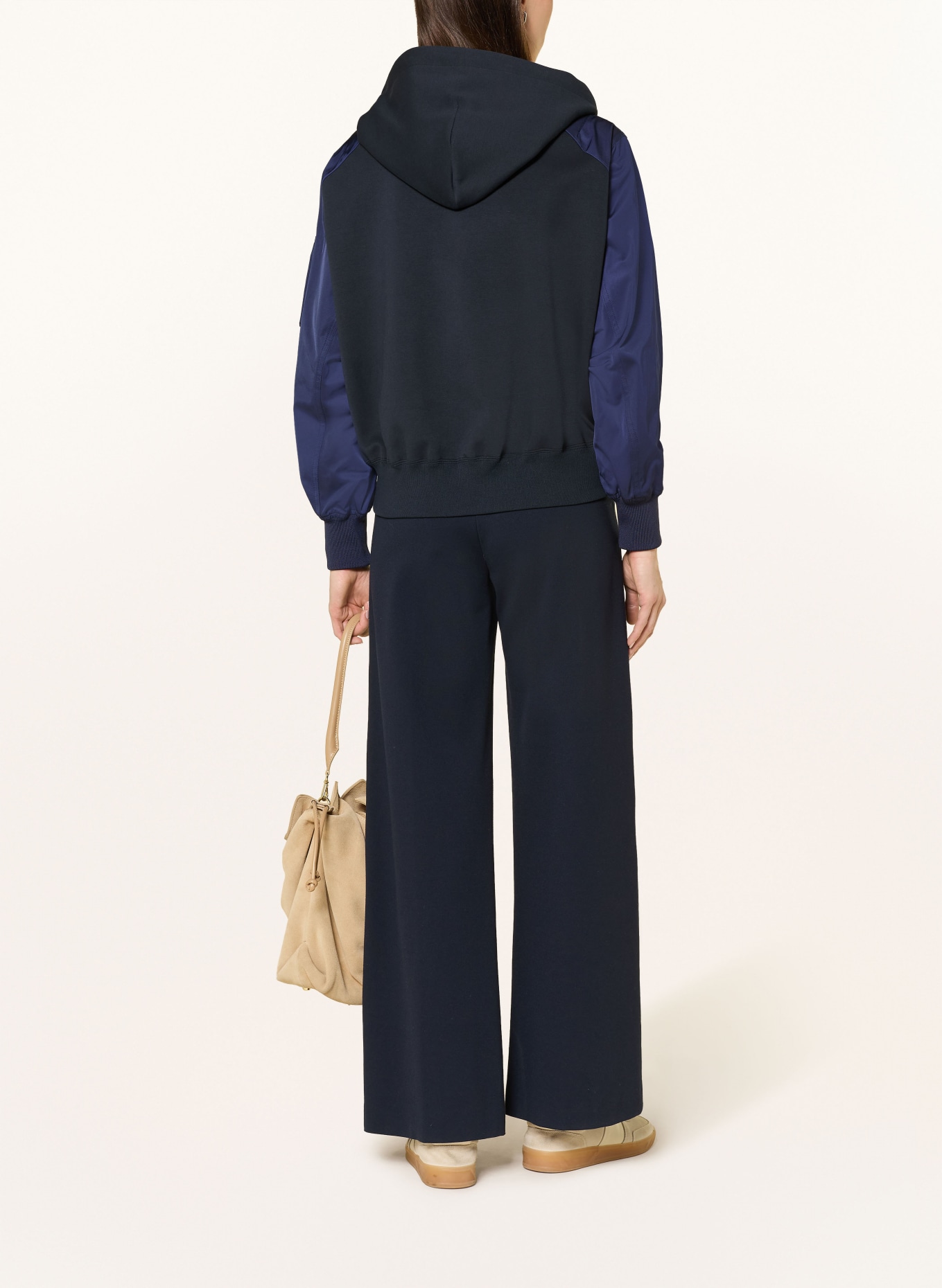 BLONDE No.8 Bunda BINE z kombinace materiálů: TMAVĚ MODRÁ