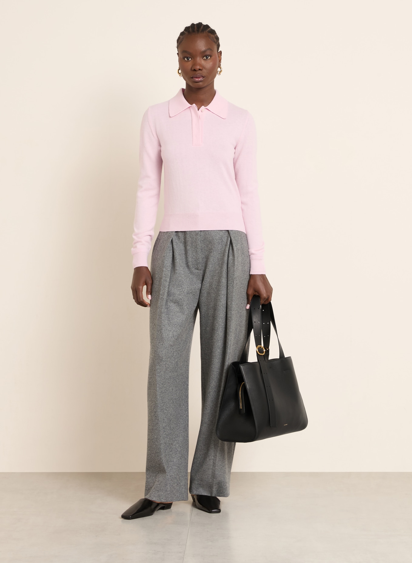 JIL SANDER Nákupní taška CANNOLO: ČERNÁ / ZLATÁ