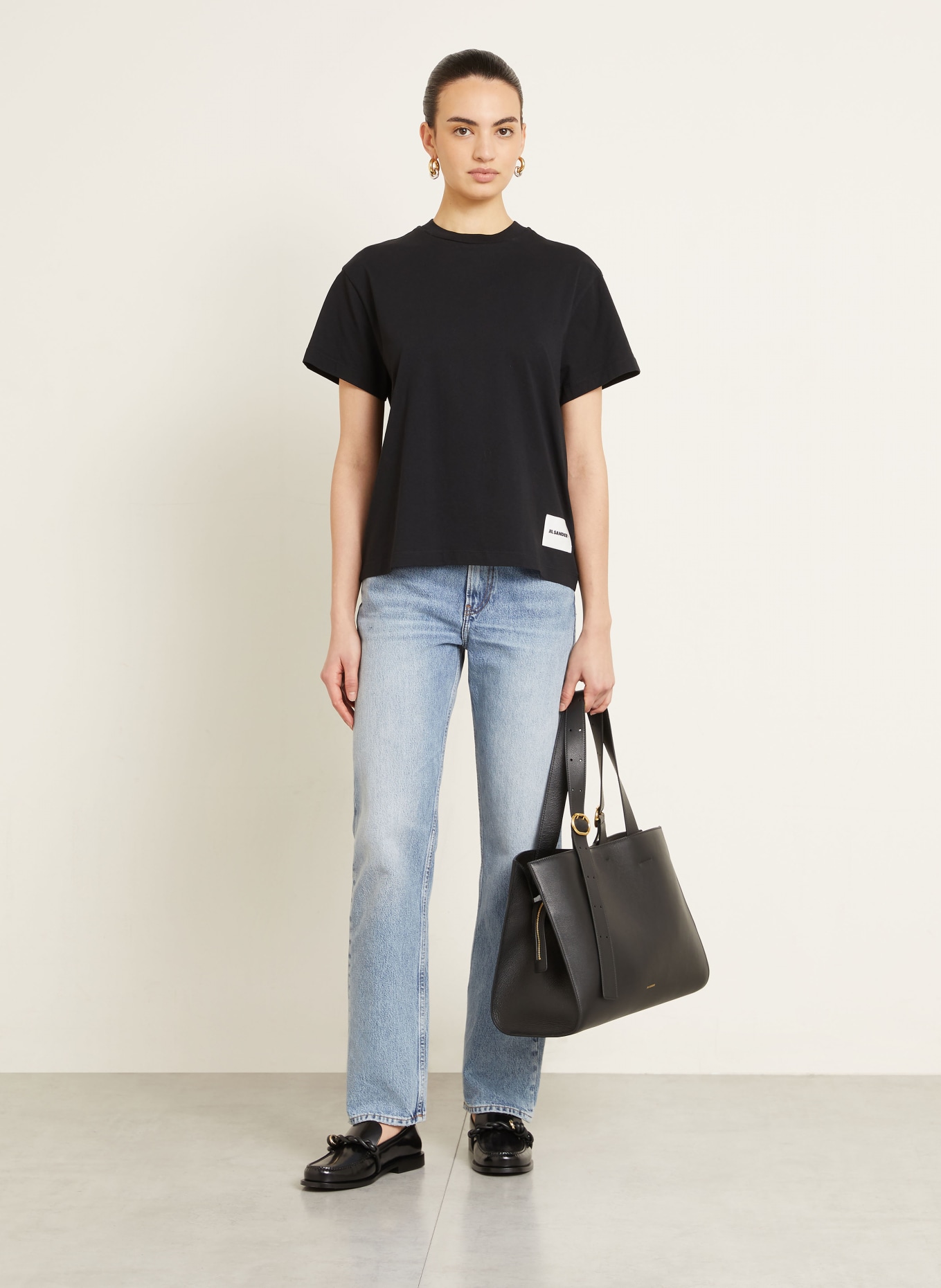 JIL SANDER 3er-Pack T-Shirts: SCHWARZ / GRAU / WEISS