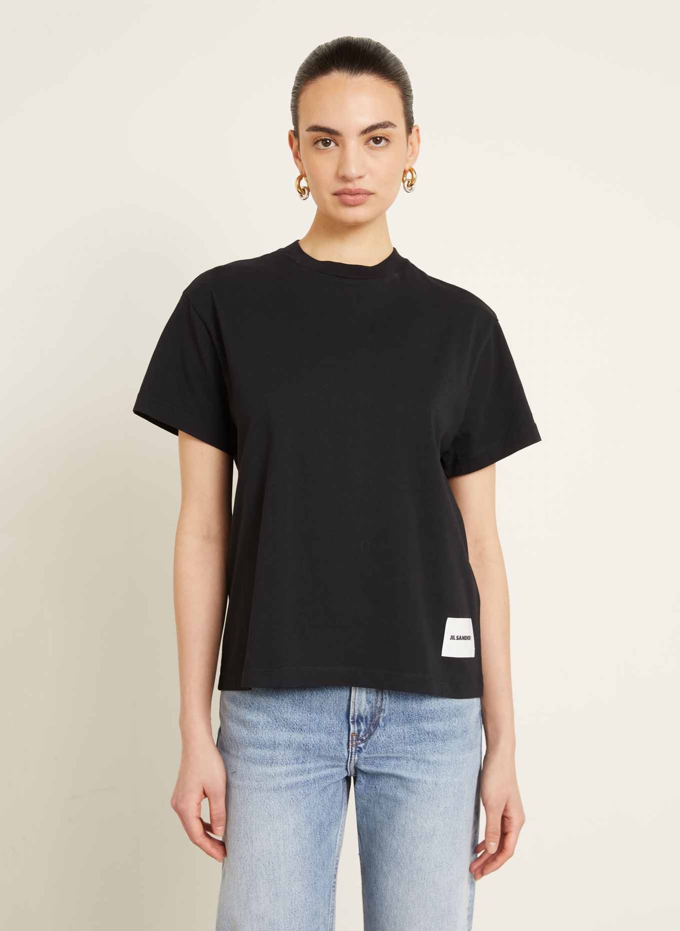JIL SANDER 3er-Pack T-Shirts: SCHWARZ / GRAU / WEISS