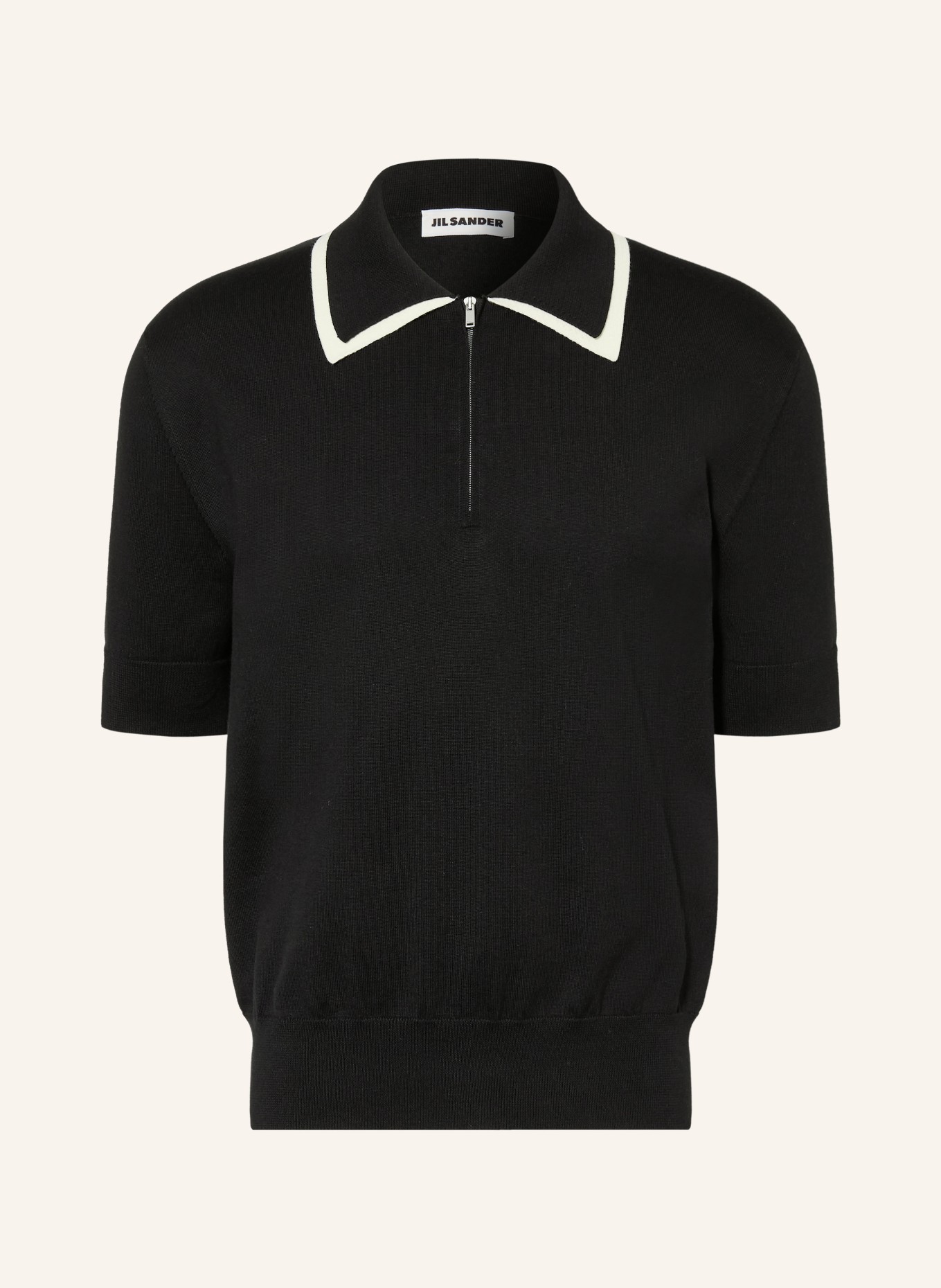 JIL SANDER Strick-Poloshirt: SCHWARZ