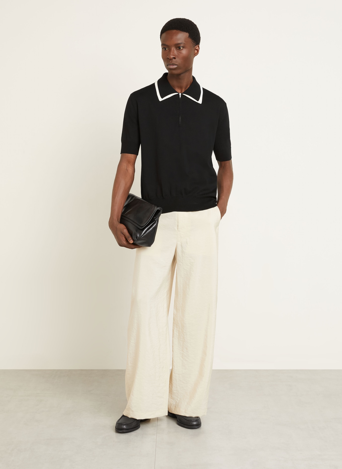 JIL SANDER Strick-Poloshirt: SCHWARZ