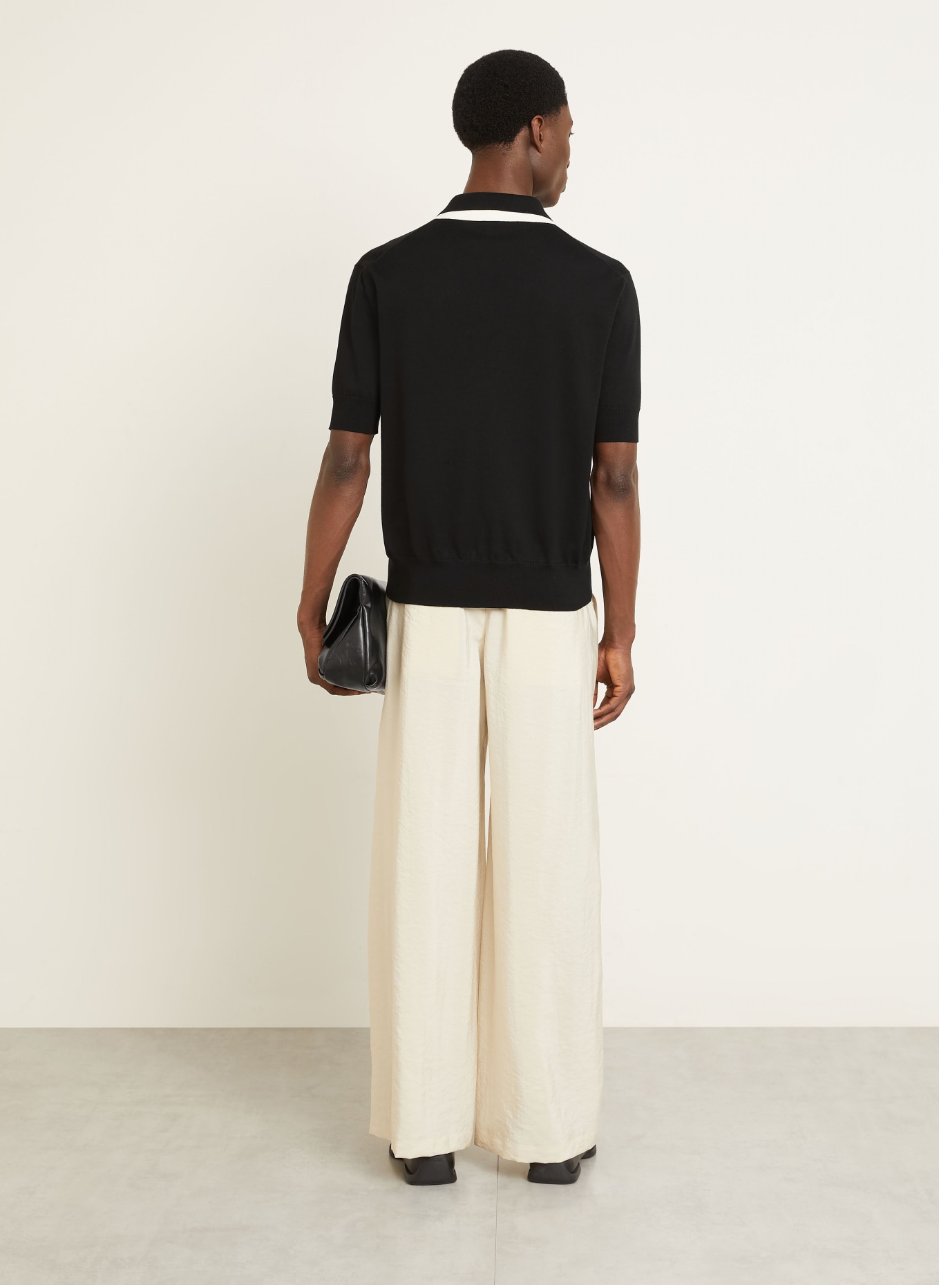 JIL SANDER Strick-Poloshirt: SCHWARZ