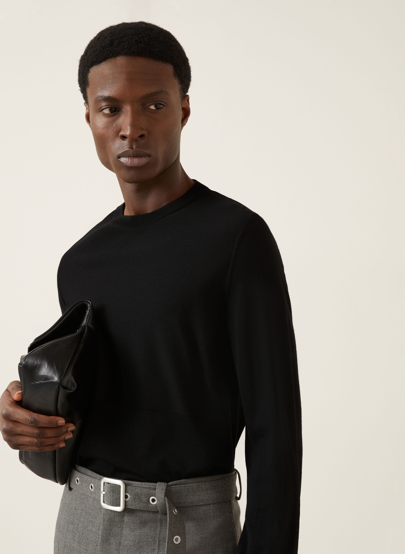 JIL SANDER Pullover aus Merinowolle: SCHWARZ