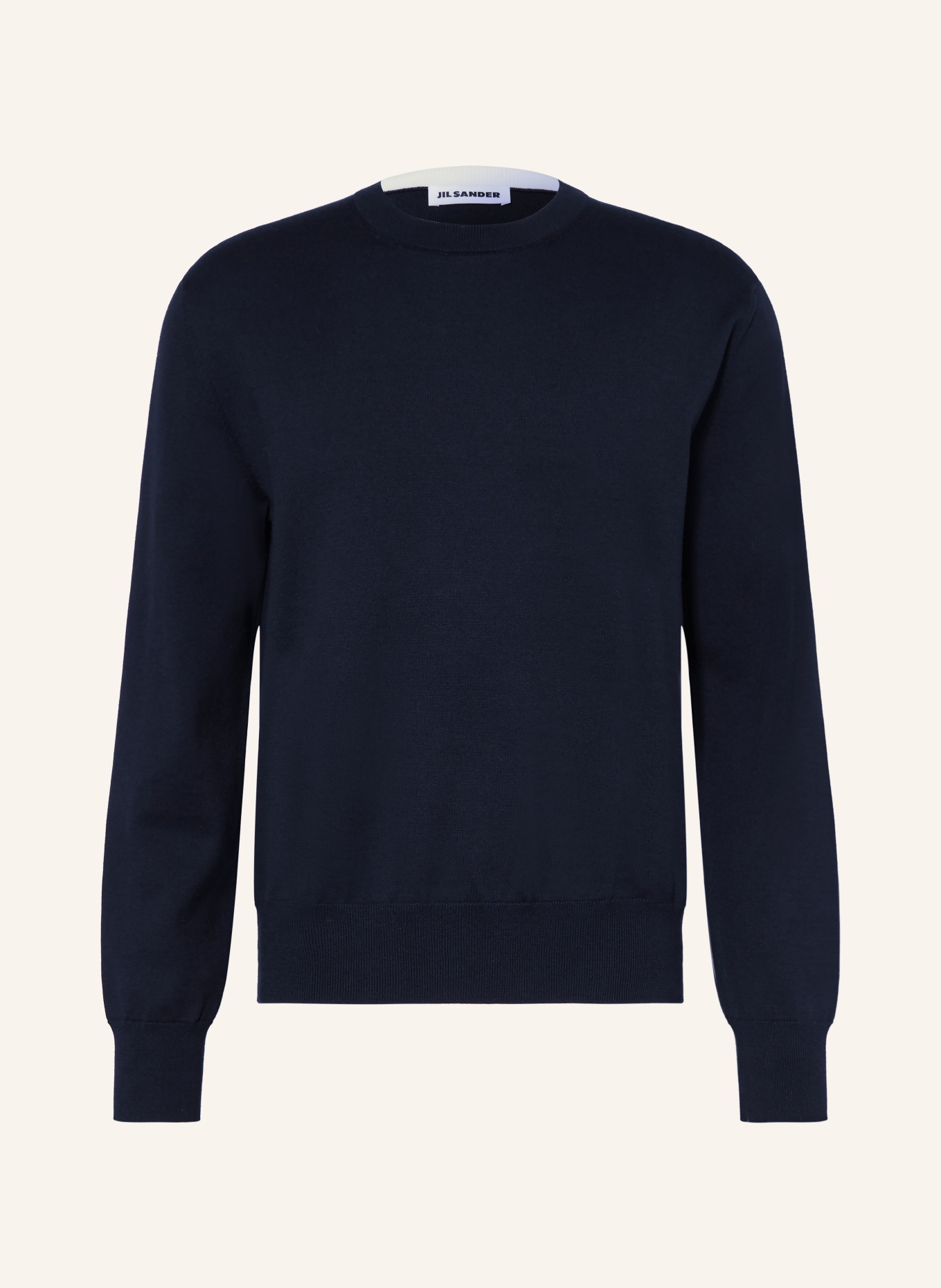 JIL SANDER Pullover: DUNKELBLAU / WEISS