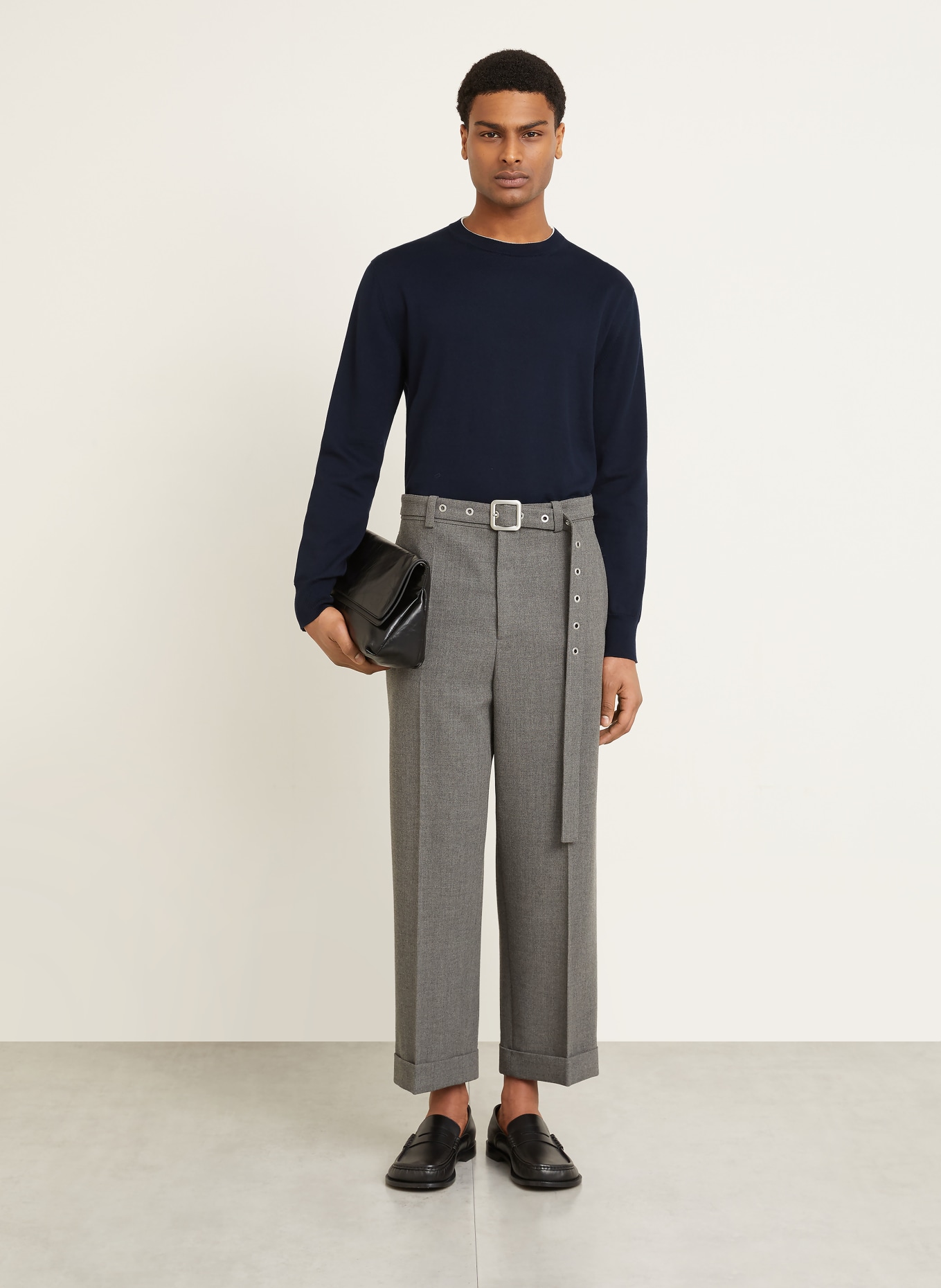 JIL SANDER Pullover: DUNKELBLAU / WEISS