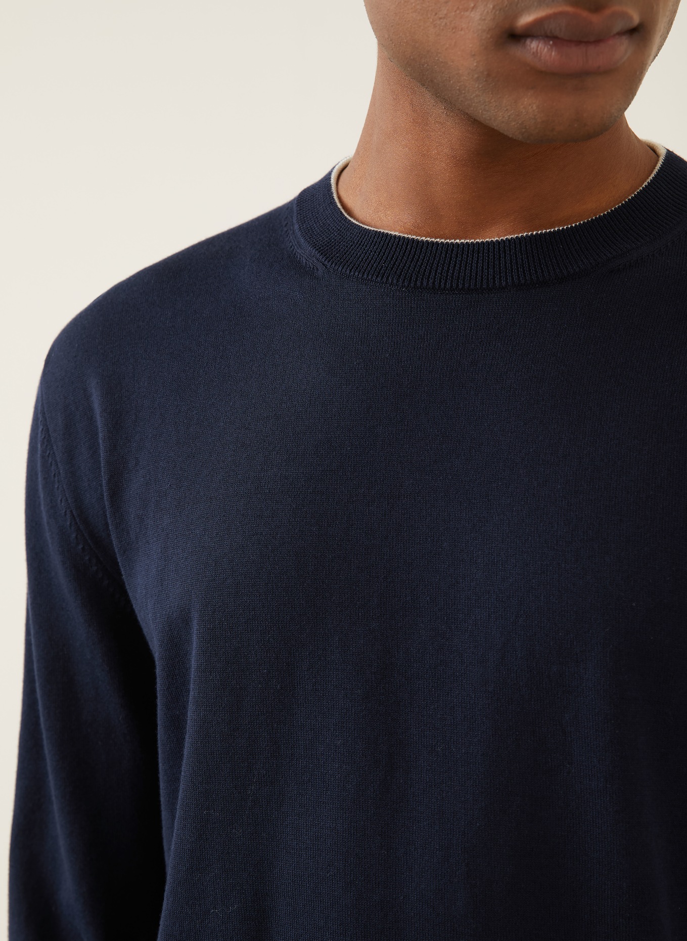 JIL SANDER Pullover: DUNKELBLAU / WEISS