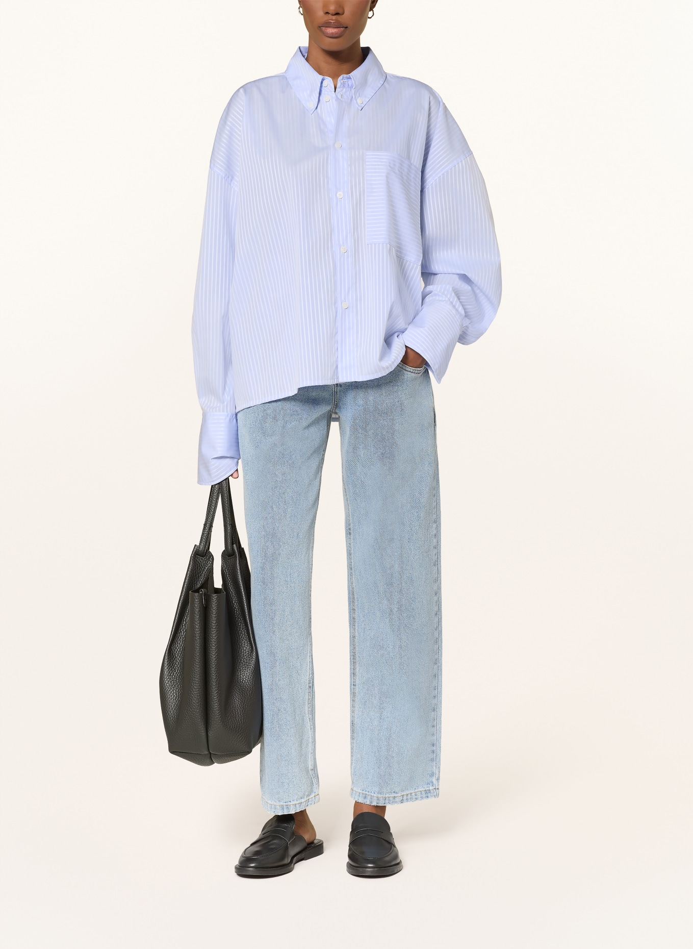 black palms Hemdbluse YUKY: HELLBLAU / WEISS