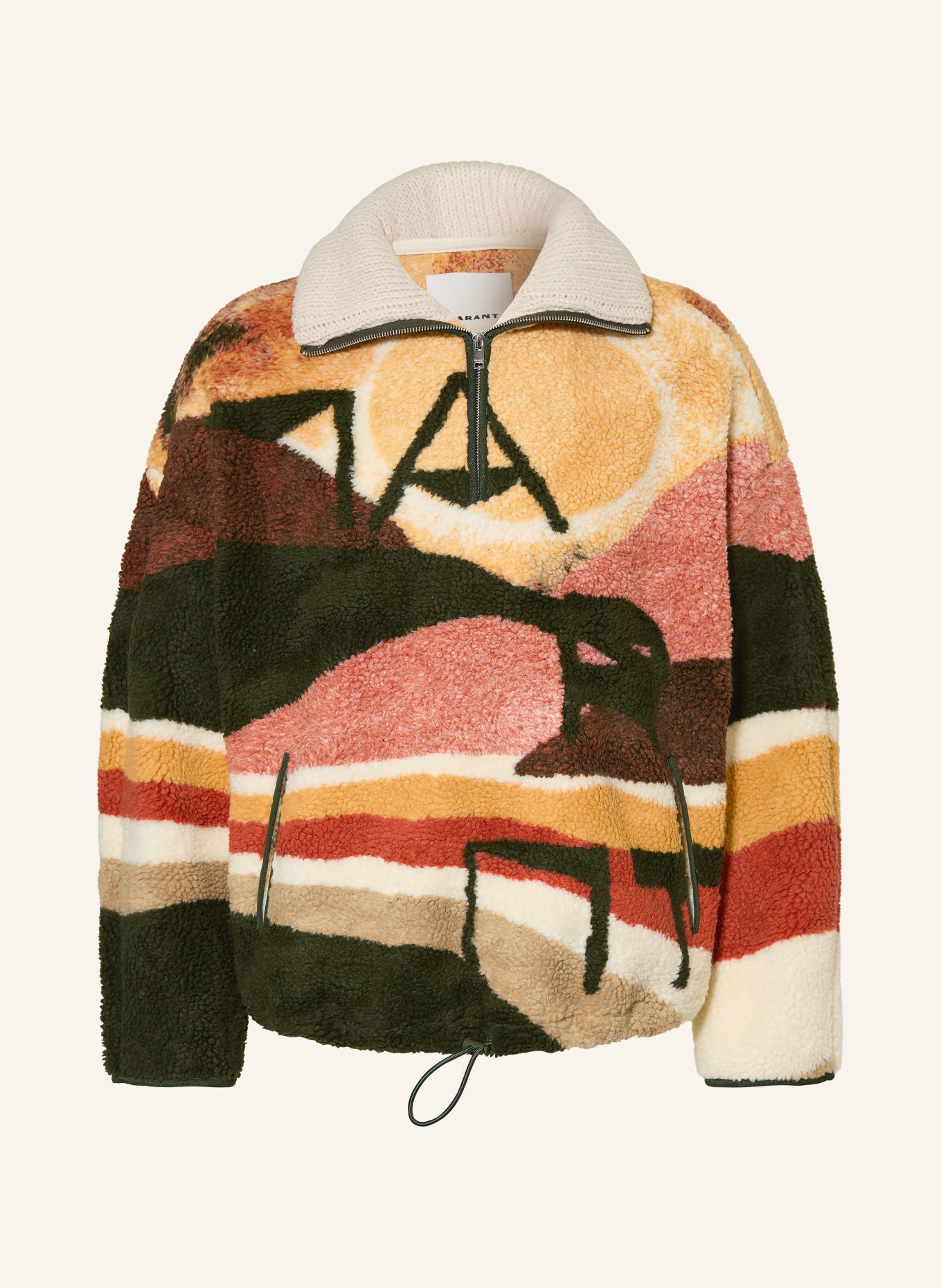 ISABEL MARANT Teddy fur troyer MARLEY: LIGHT ORANGE / RED / DARK GREEN