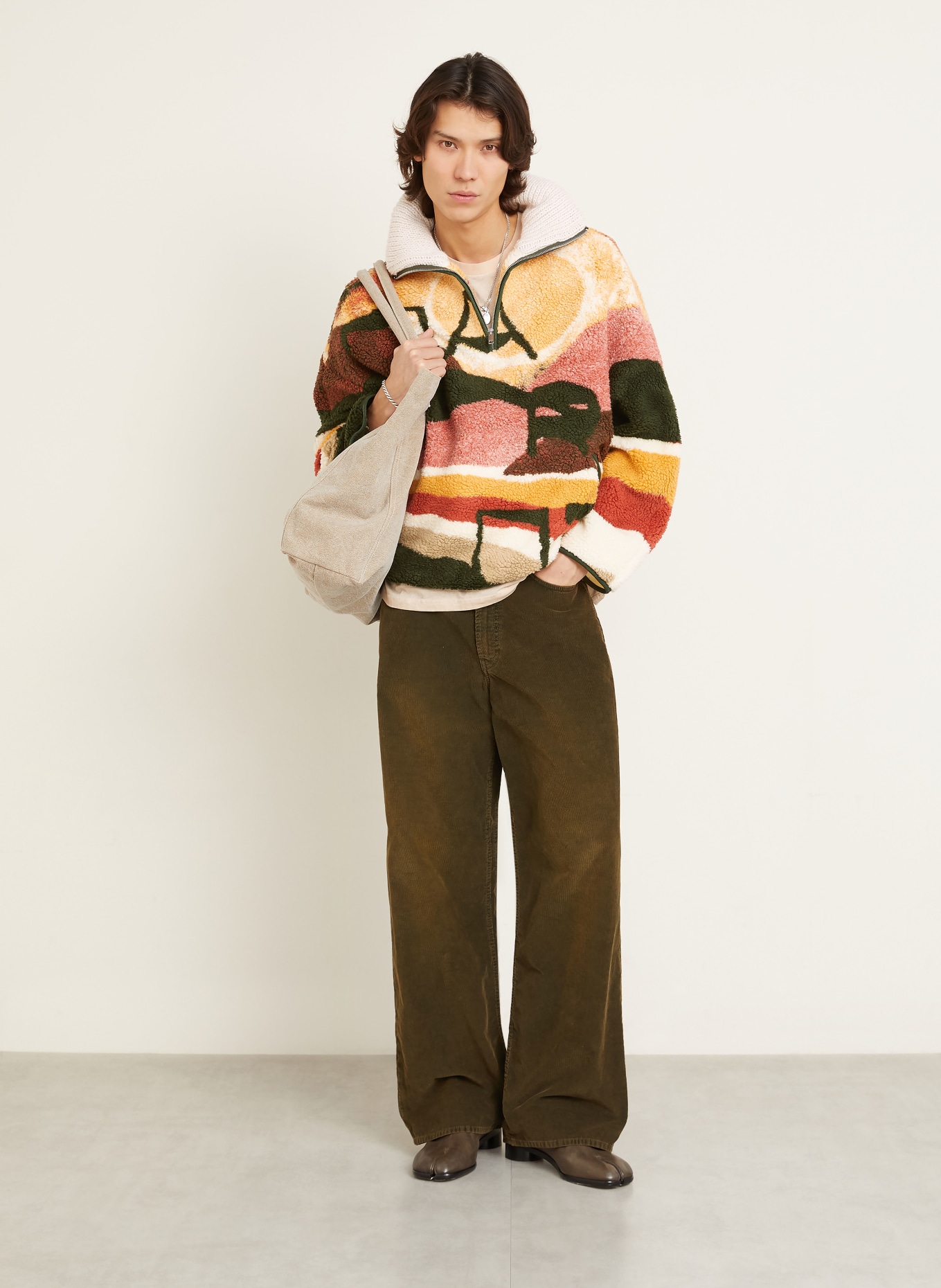 ISABEL MARANT Teddy fur troyer MARLEY: LIGHT ORANGE / RED / DARK GREEN