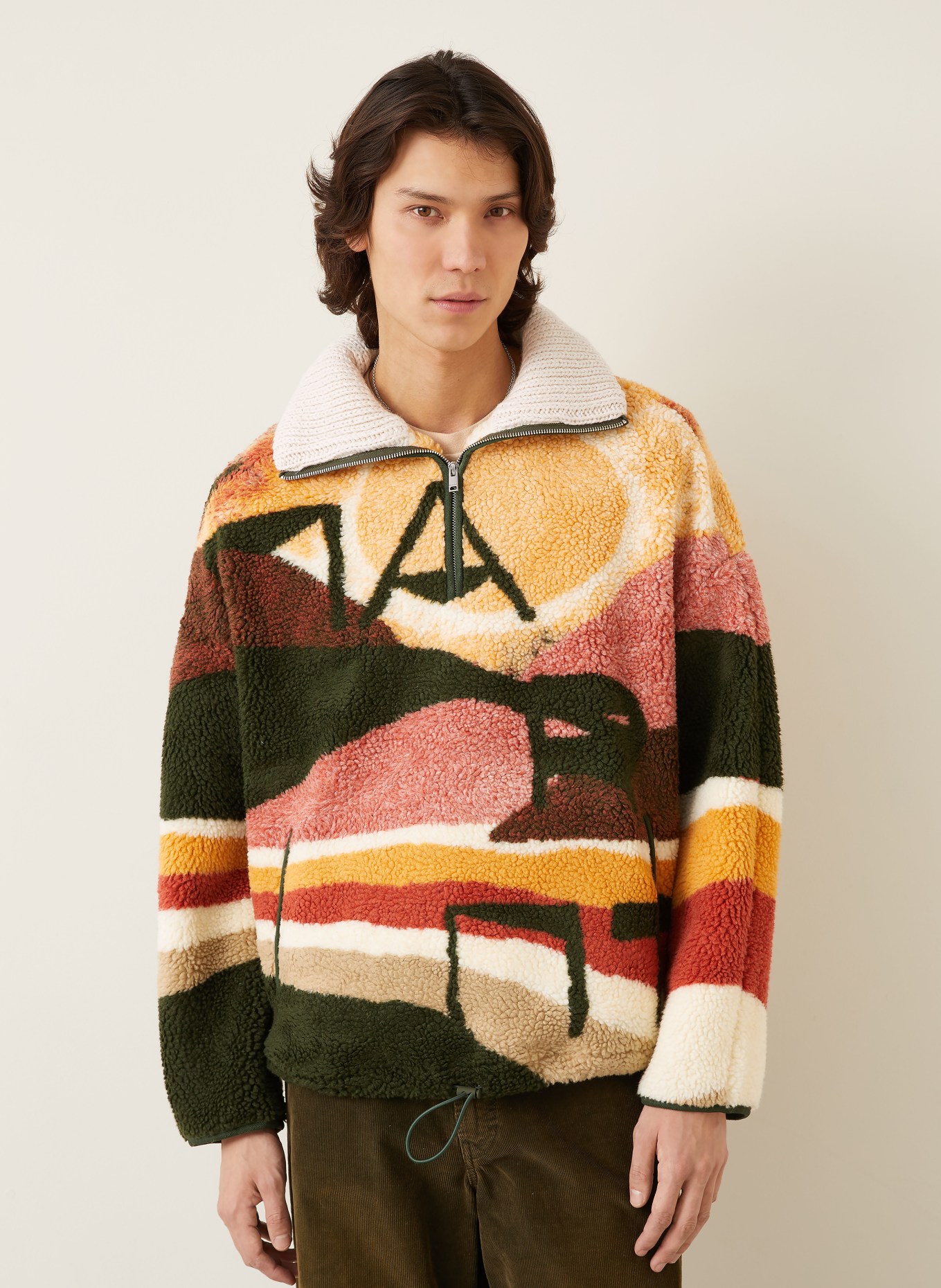 ISABEL MARANT Teddy fur troyer MARLEY: LIGHT ORANGE / RED / DARK GREEN