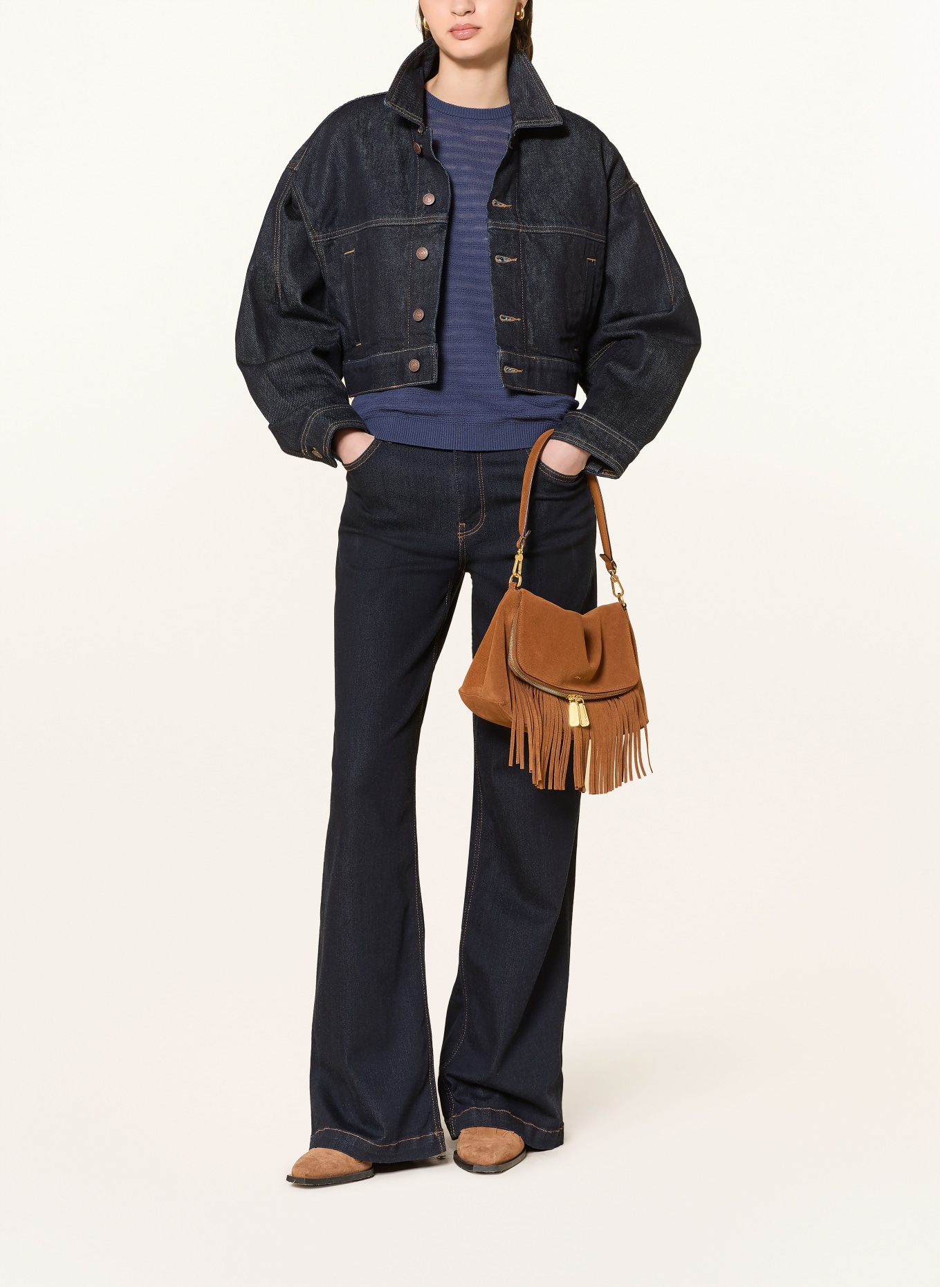 MOS MOSH MMBOUCH DOTTY cashmere knit shirt: DARK BLUE