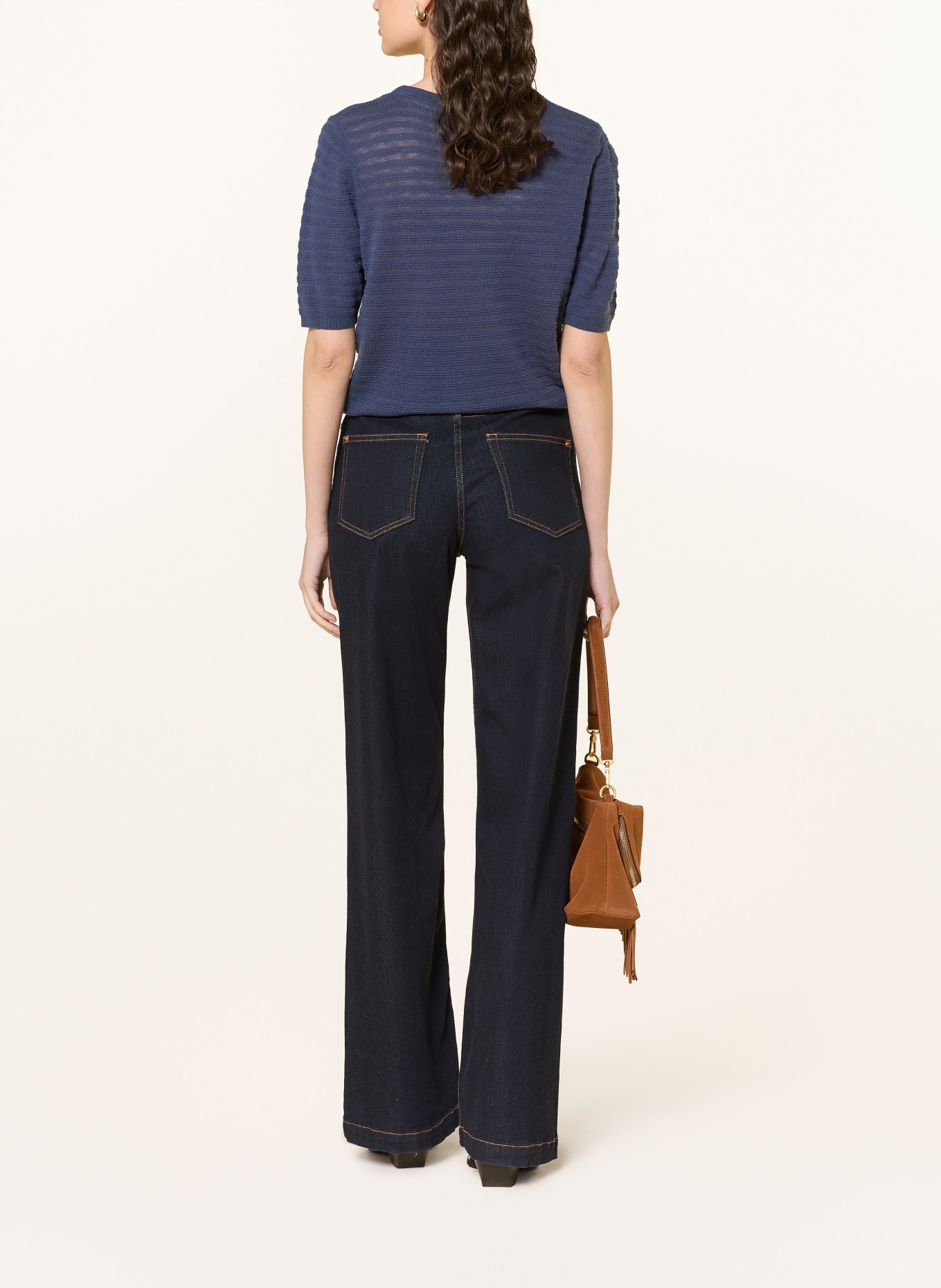 MOS MOSH MMBOUCH DOTTY cashmere knit shirt: DARK BLUE