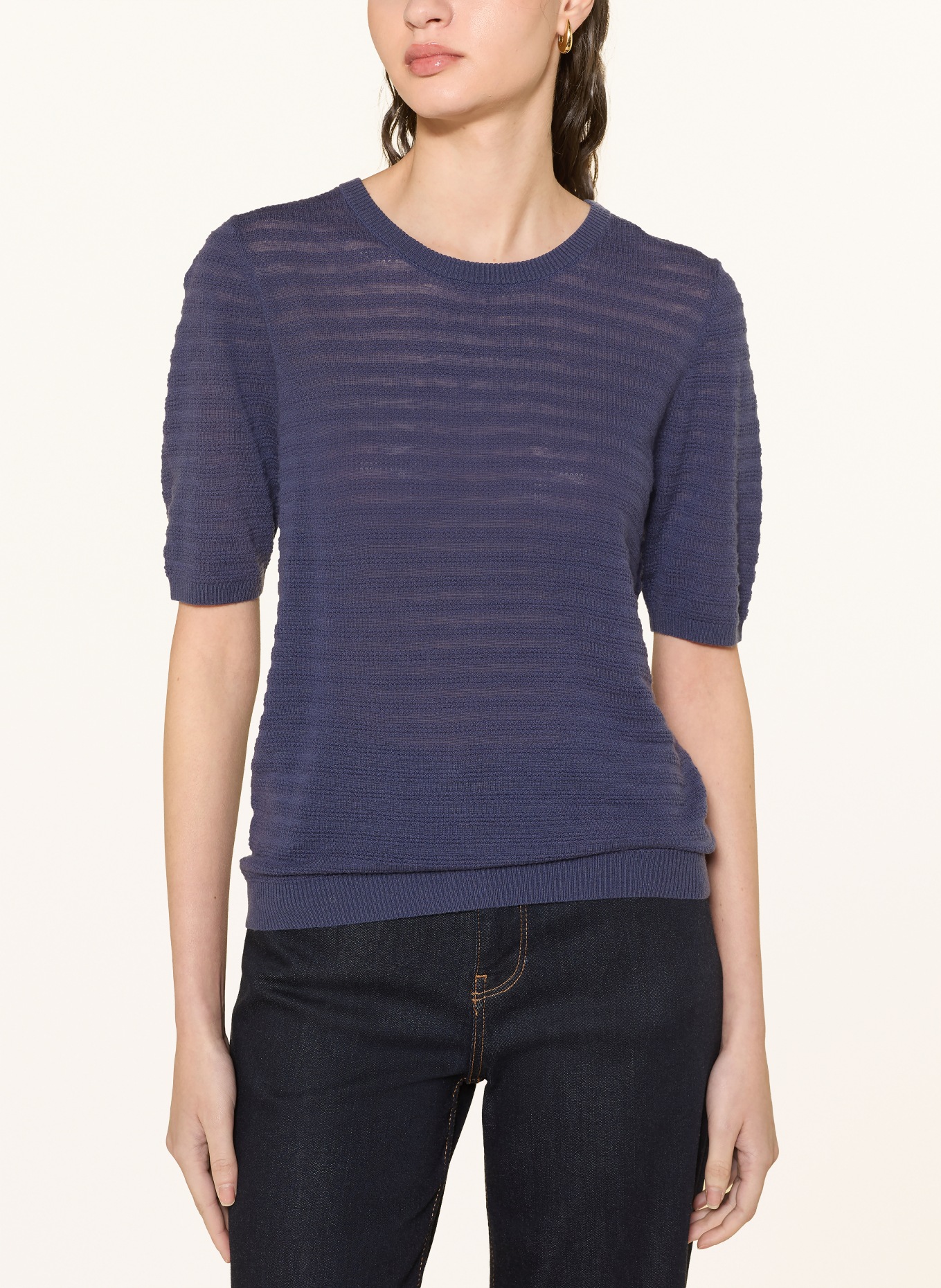 MOS MOSH MMBOUCH DOTTY cashmere knit shirt: DARK BLUE