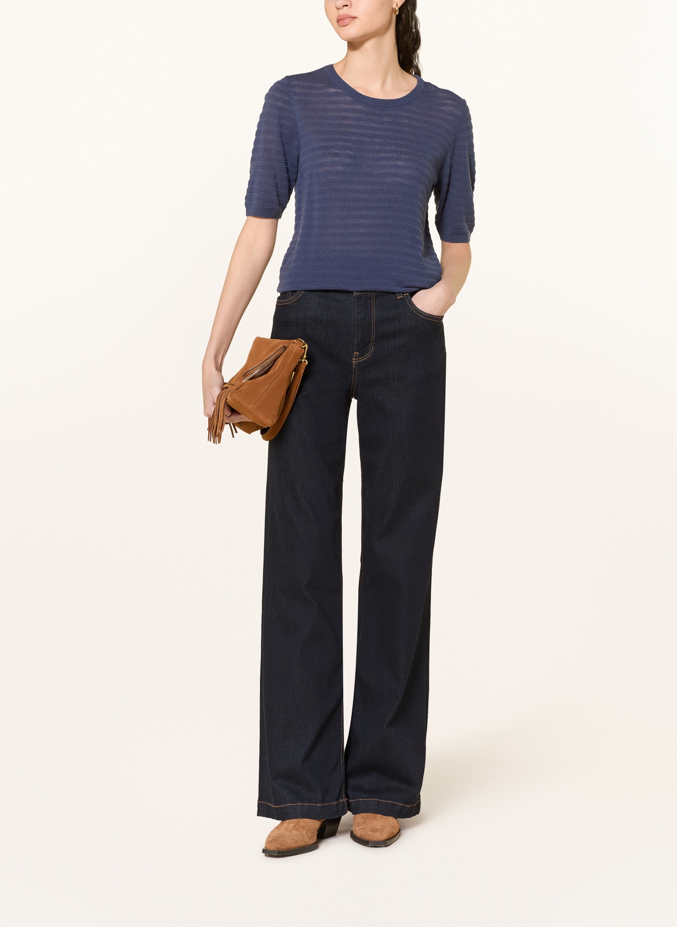 MOS MOSH MMBOUCH DOTTY cashmere knit shirt: DARK BLUE