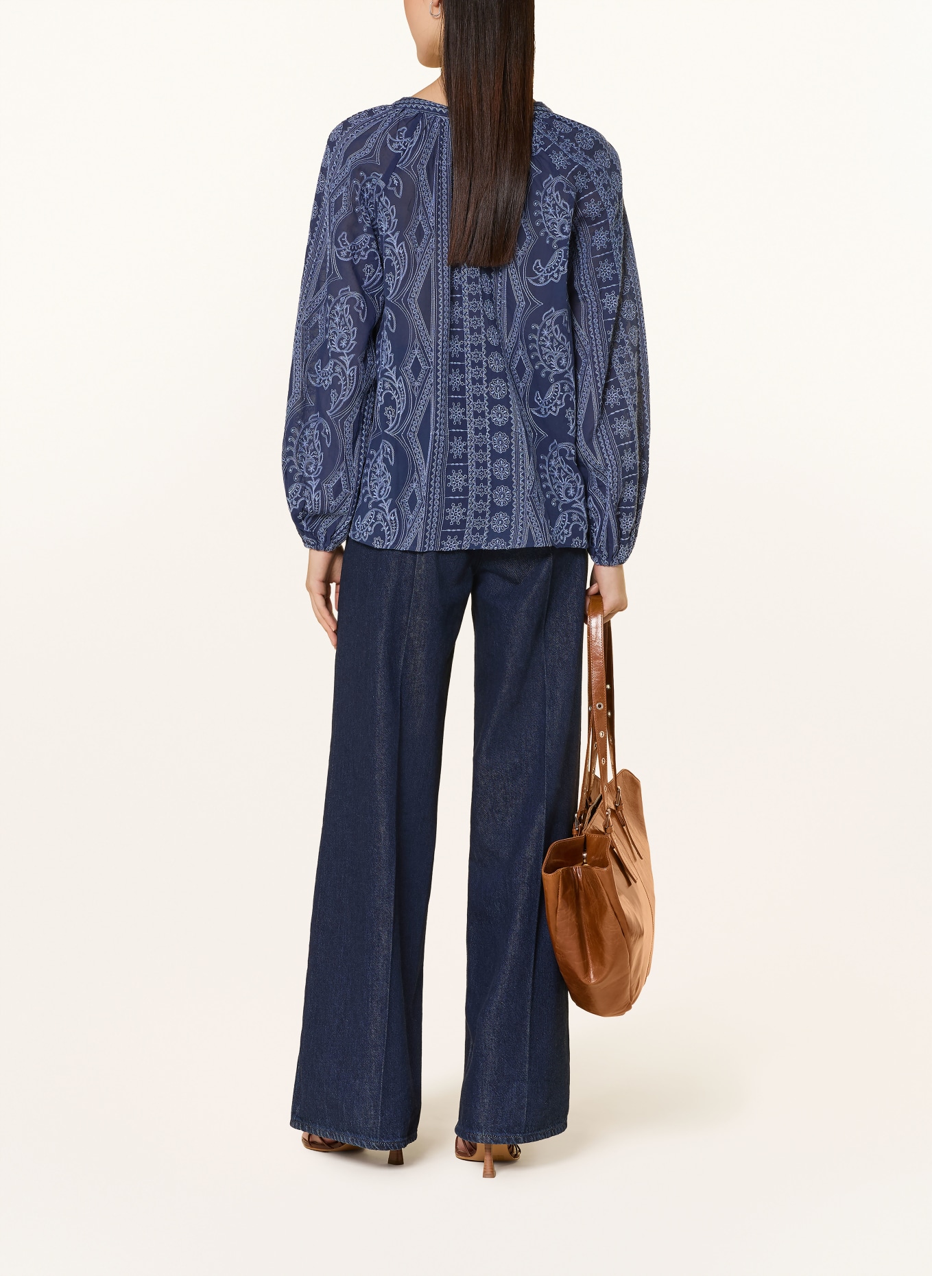 MOS MOSH Blůza MMALEYSA: MODRÁ / TMAVĚ MODRÁ