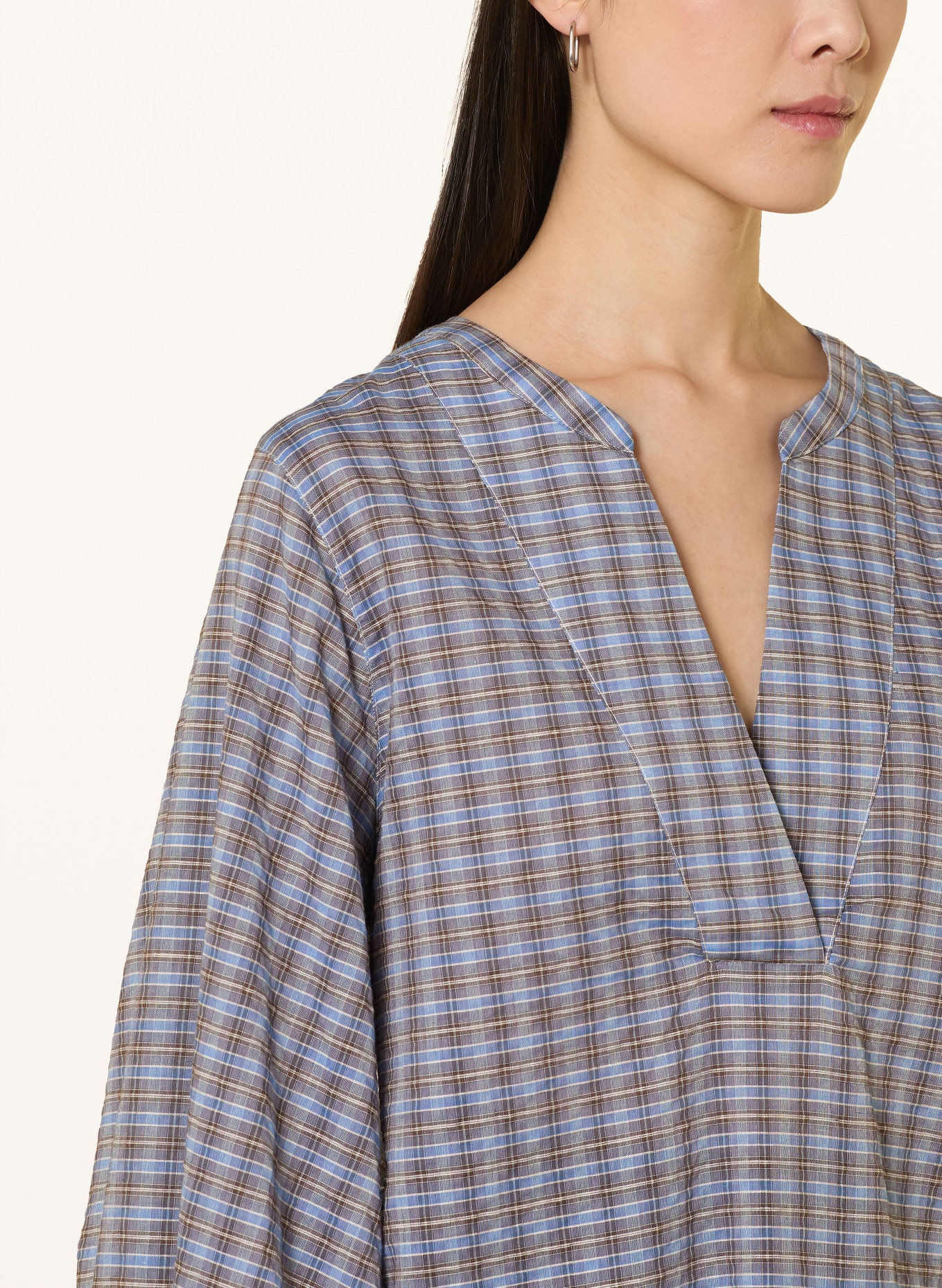 MOS MOSH Blůza MMYEN: MODRÁ / HNĚDÁ / BÍLÁ