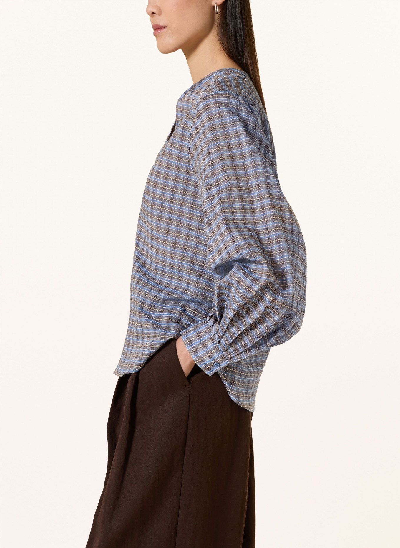 MOS MOSH Blůza MMYEN: MODRÁ / HNĚDÁ / BÍLÁ