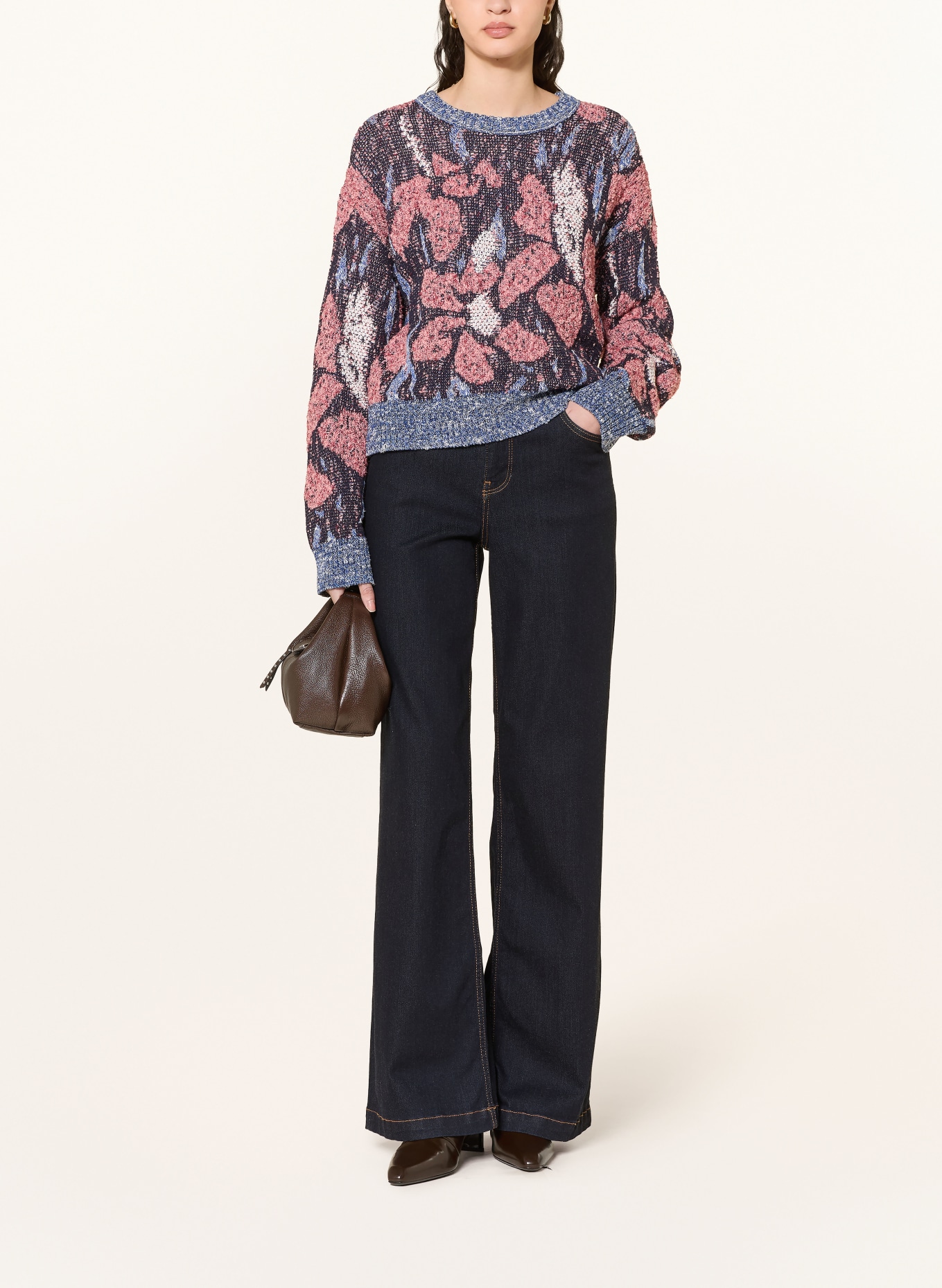 MOS MOSH Svetr MMTEANA: TMAVĚ MODRÁ / SVĚTLE ČERVENÁ / TMAVĚ MODRÁ